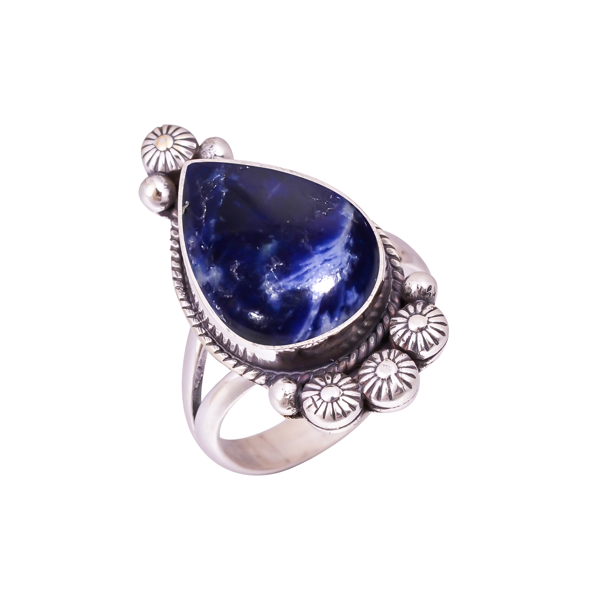 Sodalite - Minas Gerais Gemstone 925 Sterling Silver Ring
