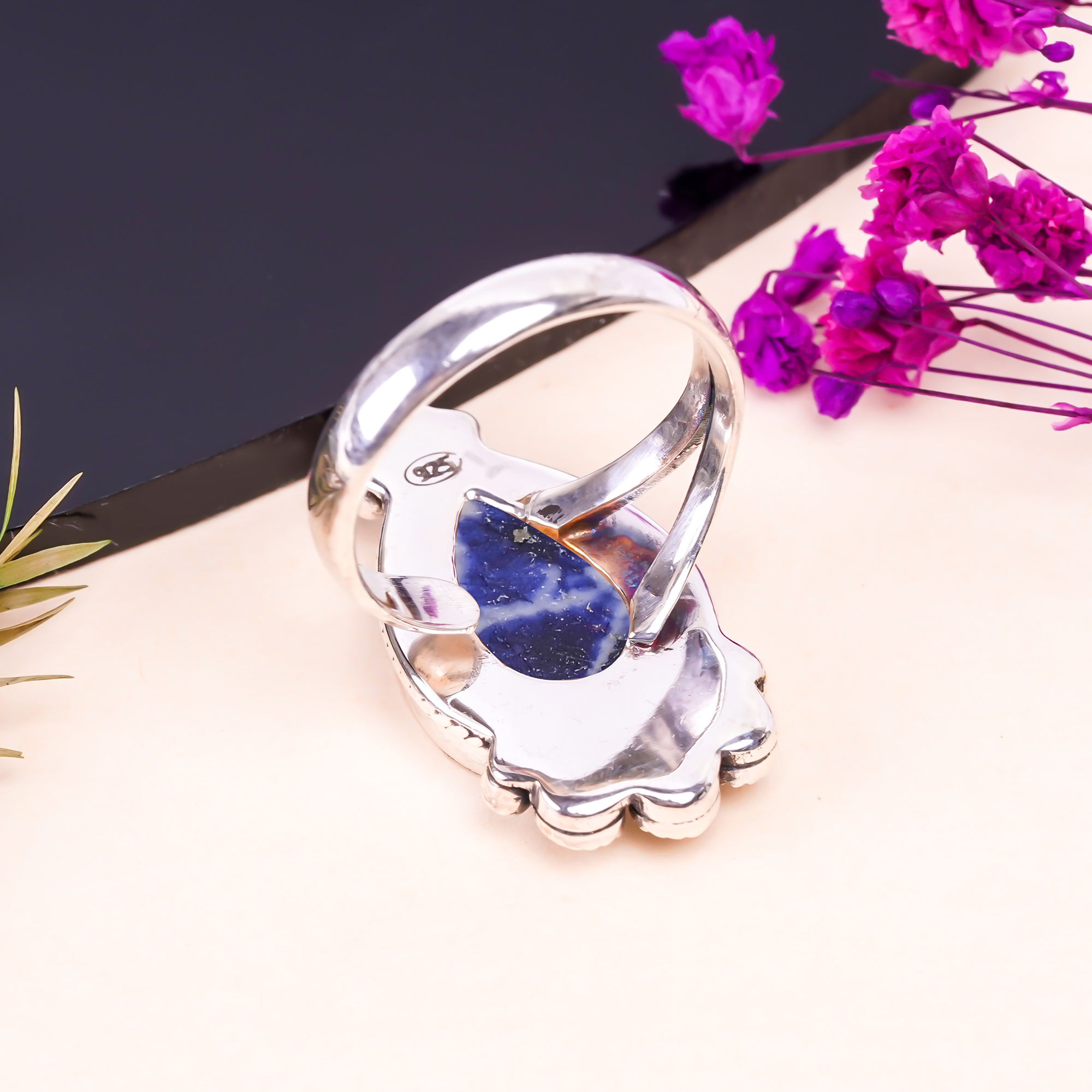 Sodalite - Minas Gerais Gemstone 925 Sterling Silver Ring