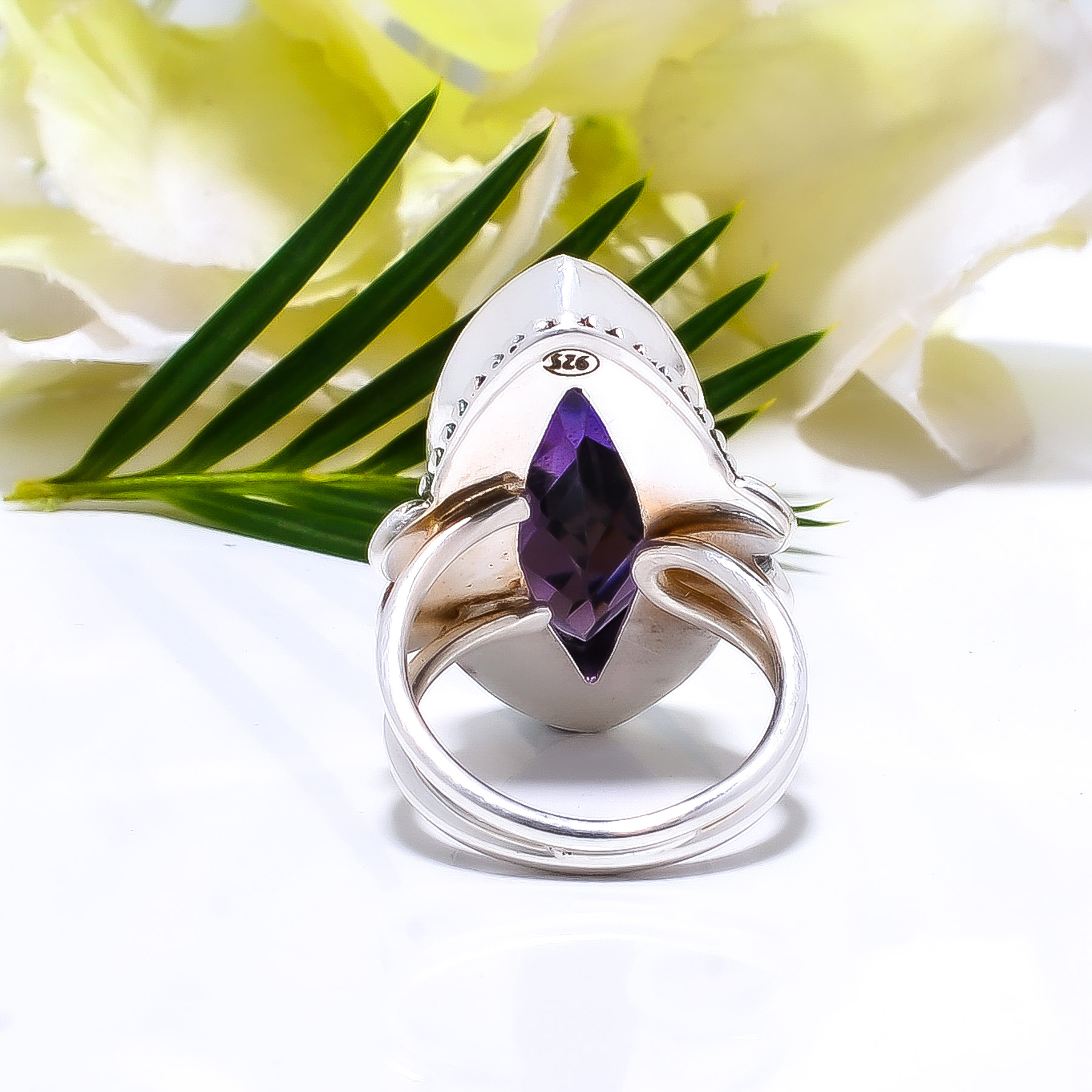 Purple Amethyst - Simulated Gemstone 925 Sterling Silver Ring