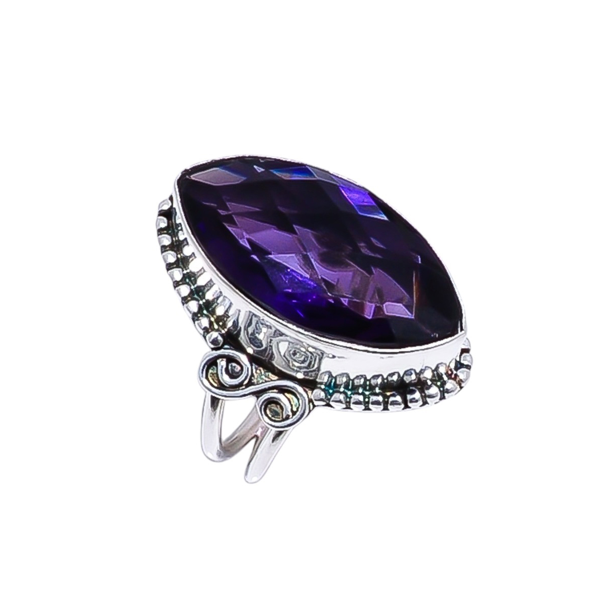 Purple Amethyst - Simulated Gemstone 925 Sterling Silver Ring