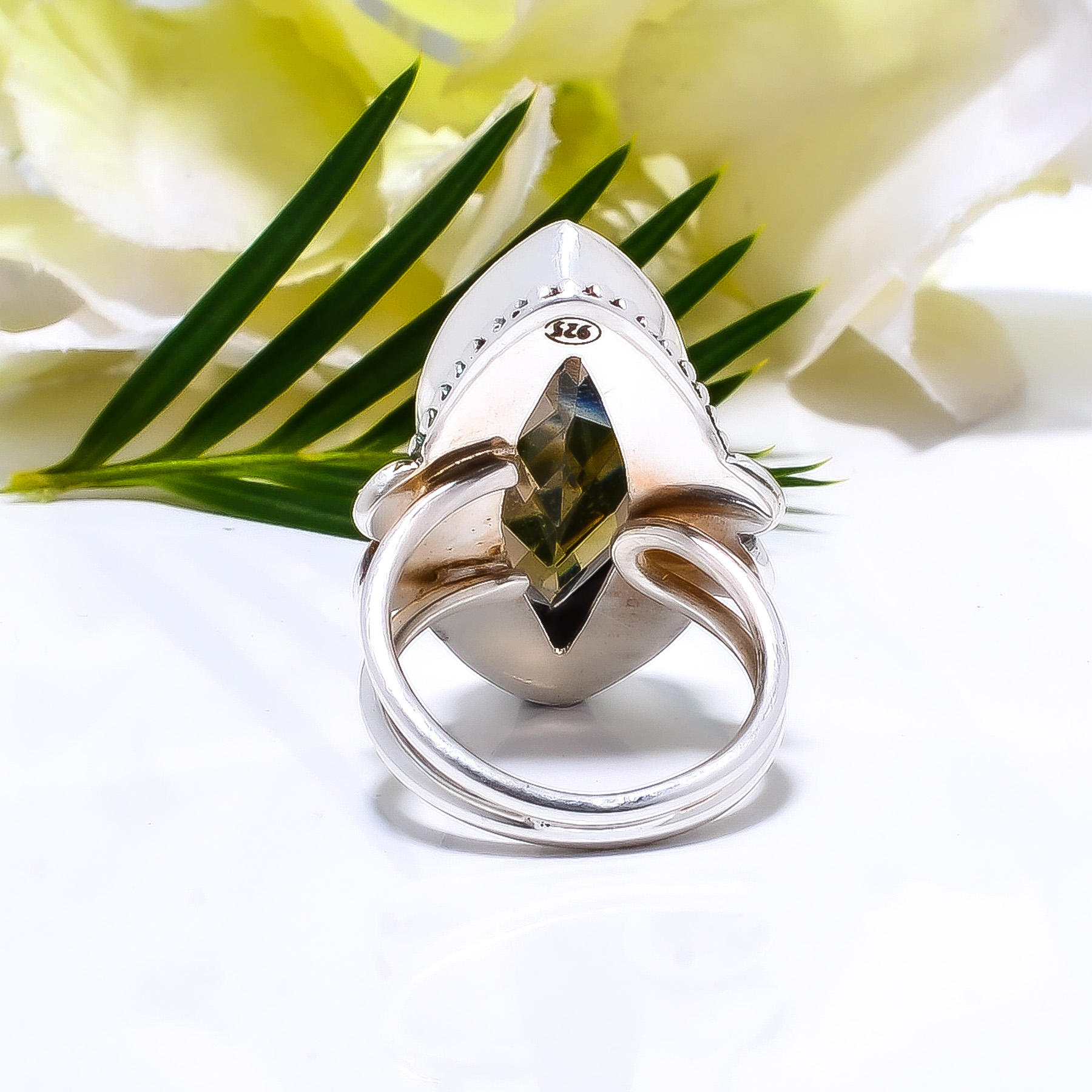 Smokey - Simulated Gemstone 925 Sterling Silver Ring