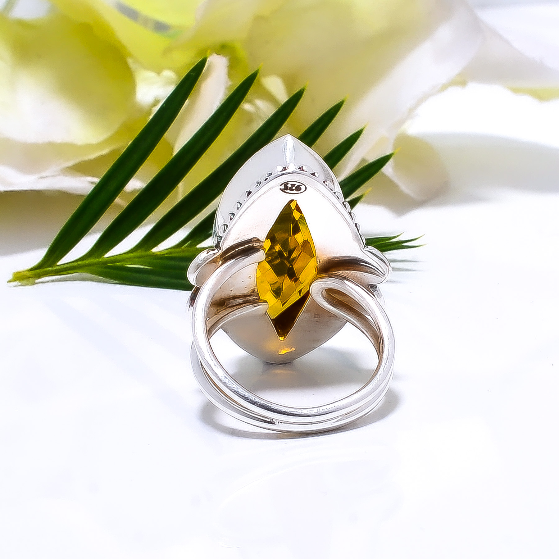 Citrine - Simulated Gemstone 925 Sterling Silver Ring