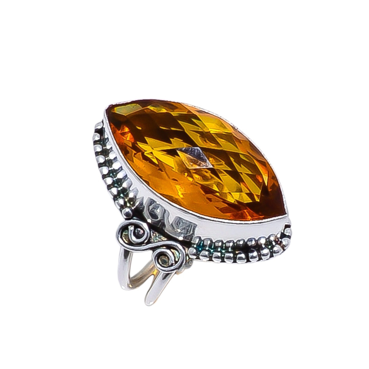 Citrine - Simulated Gemstone 925 Sterling Silver Ring