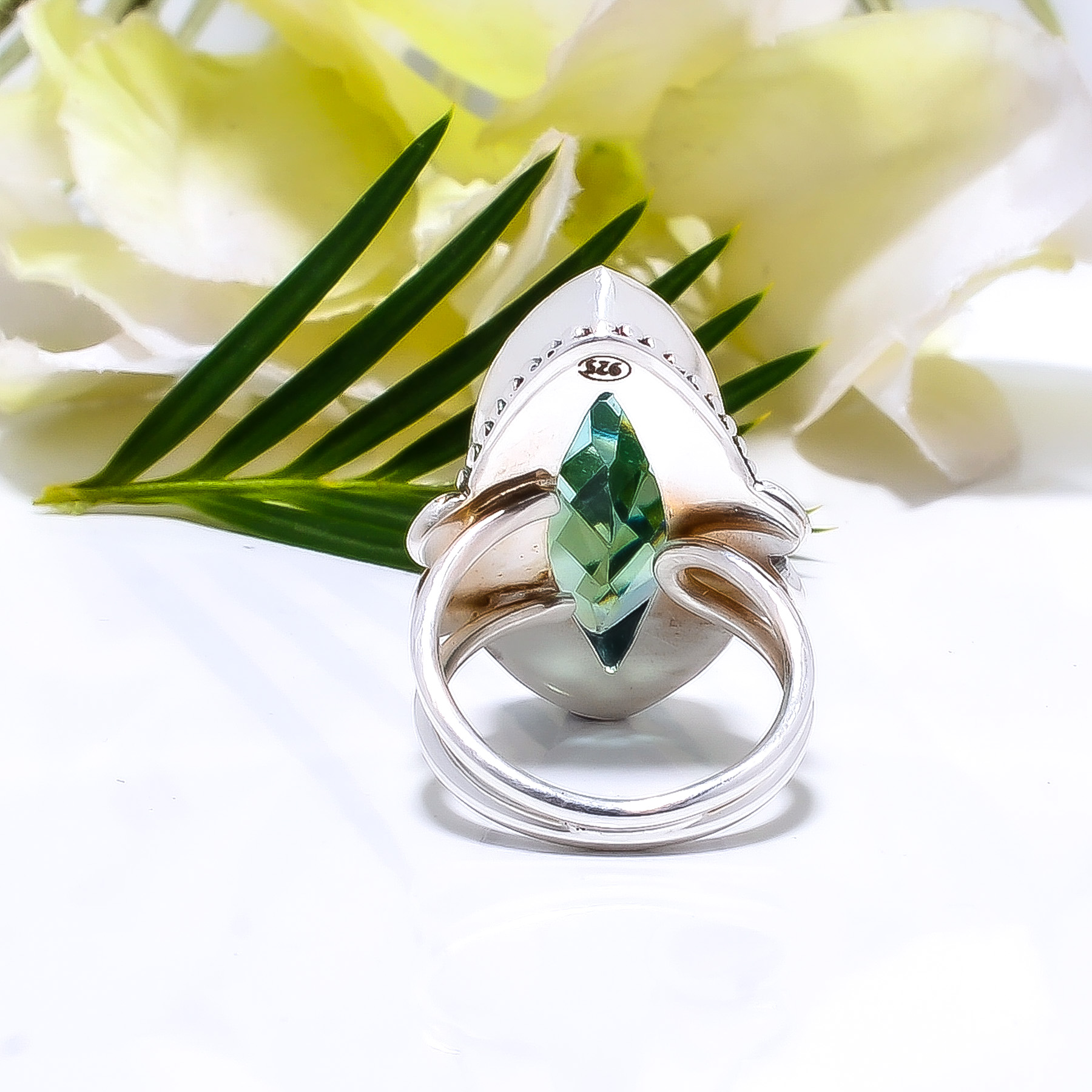 Apatite - Simulated Gemstone 925 Sterling Silver Ring