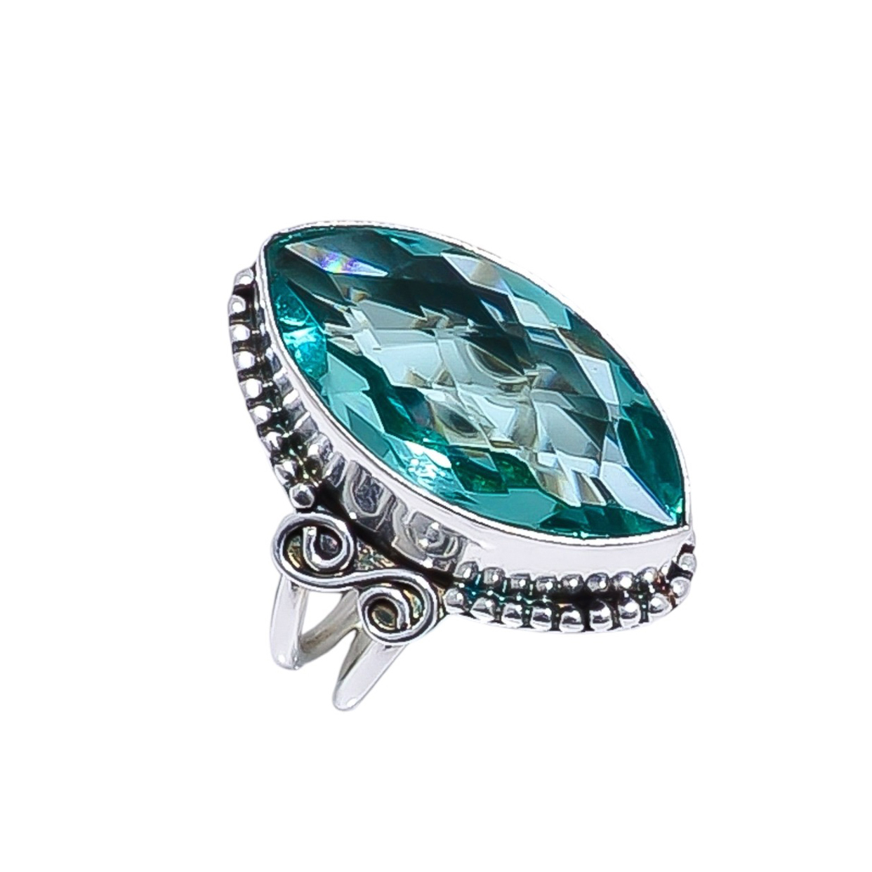 Apatite - Simulated Gemstone 925 Sterling Silver Ring