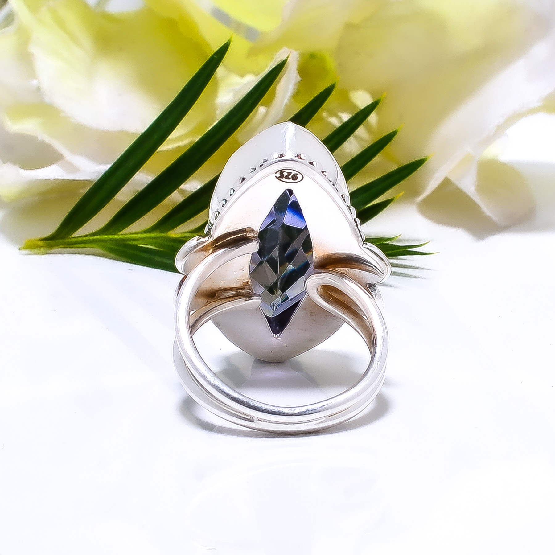 Iolite - Simulated Gemstone 925 Sterling Silver Ring