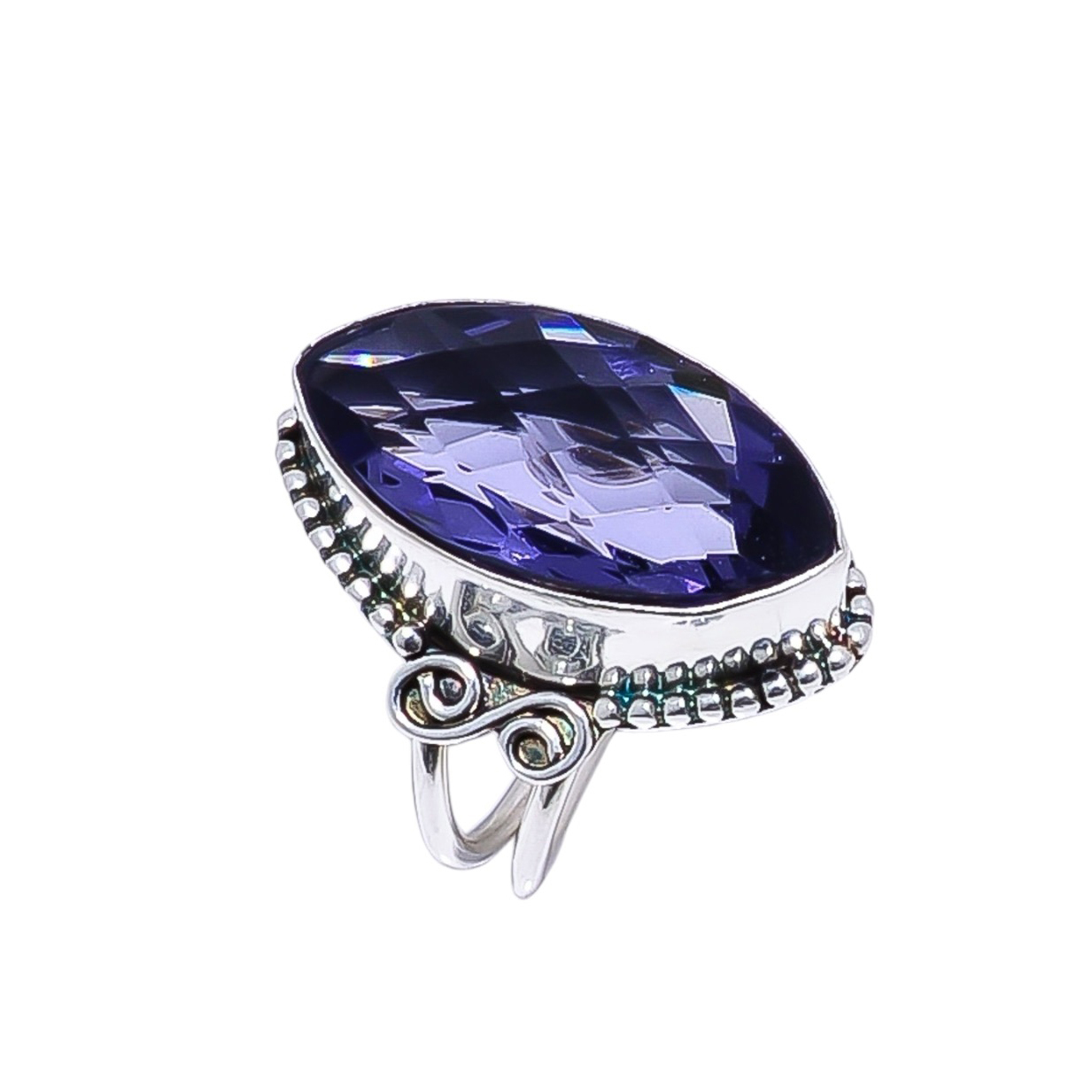 Iolite - Simulated Gemstone 925 Sterling Silver Ring