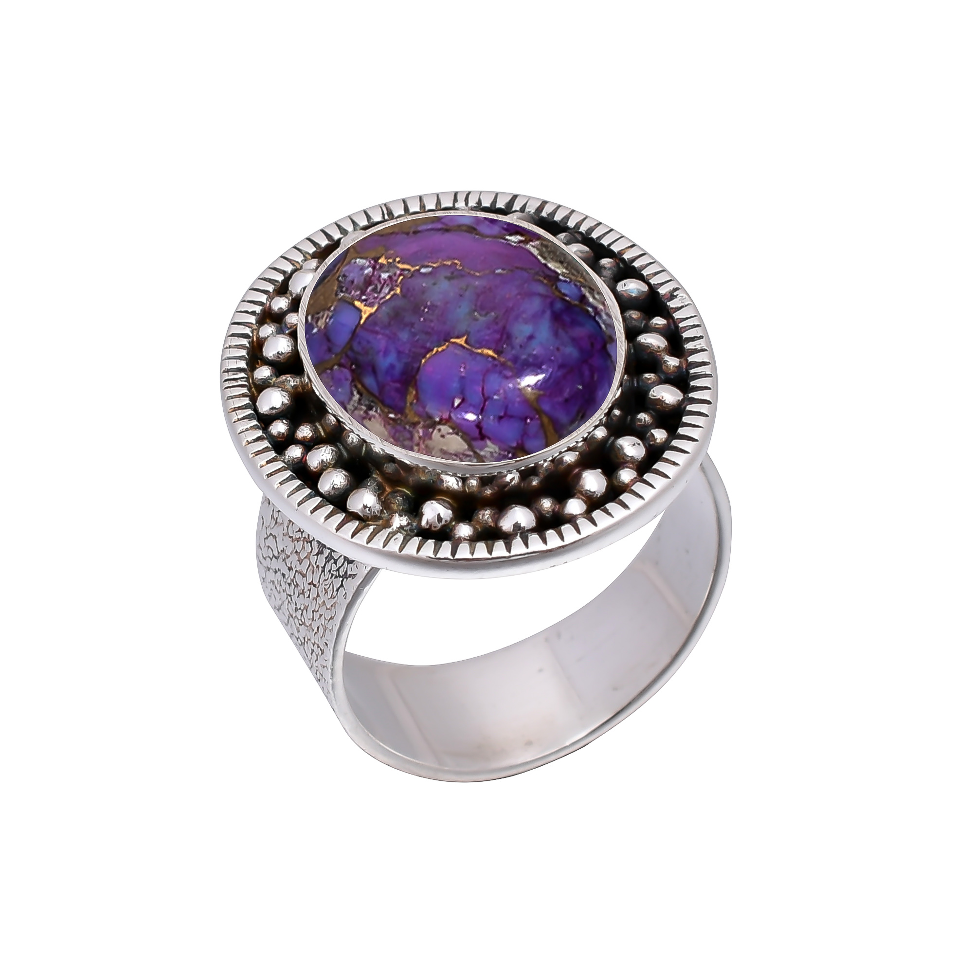 Copper Purple Turquoise 925 Sterling Silver Ring