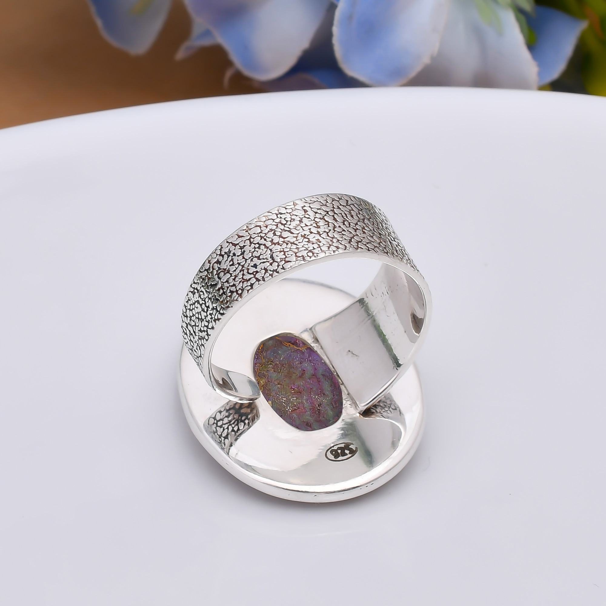 Copper Purple Turquoise 925 Sterling Silver Ring