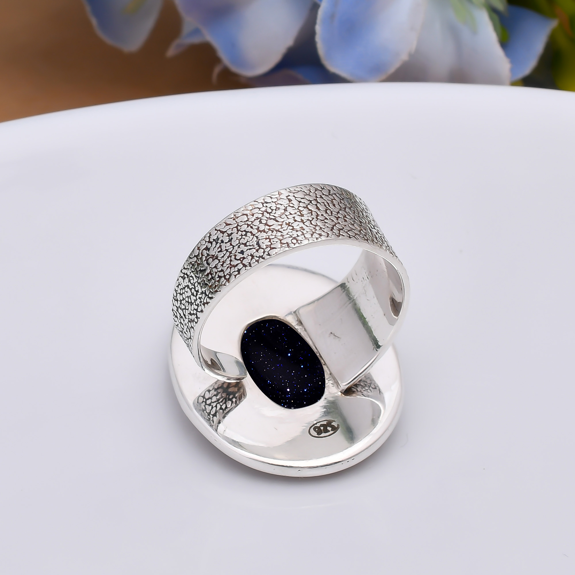 Blue Sunstone - Simulated 925 Sterling Silver Ring