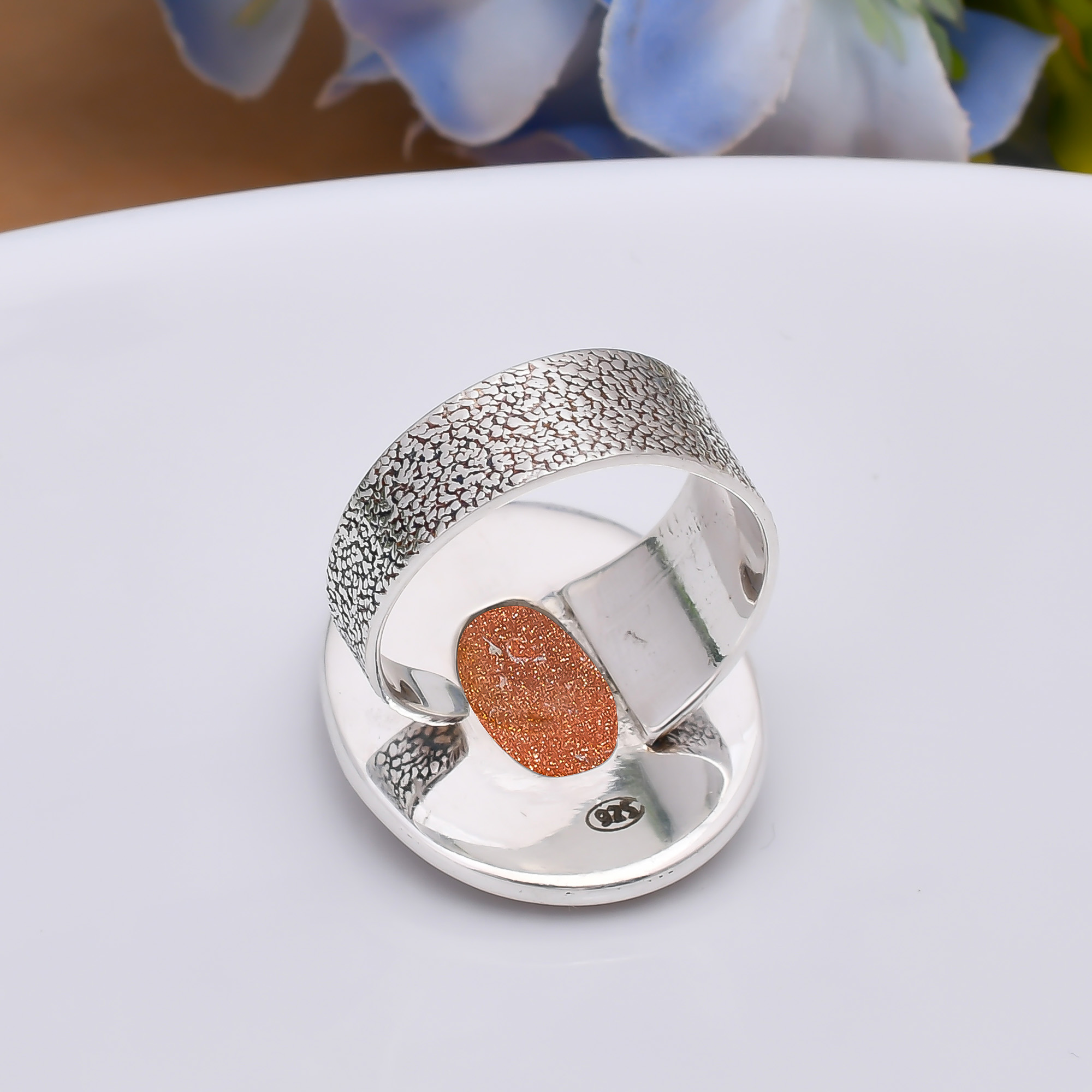Golden Sunstone - Simulated 925 Sterling Silver Ring