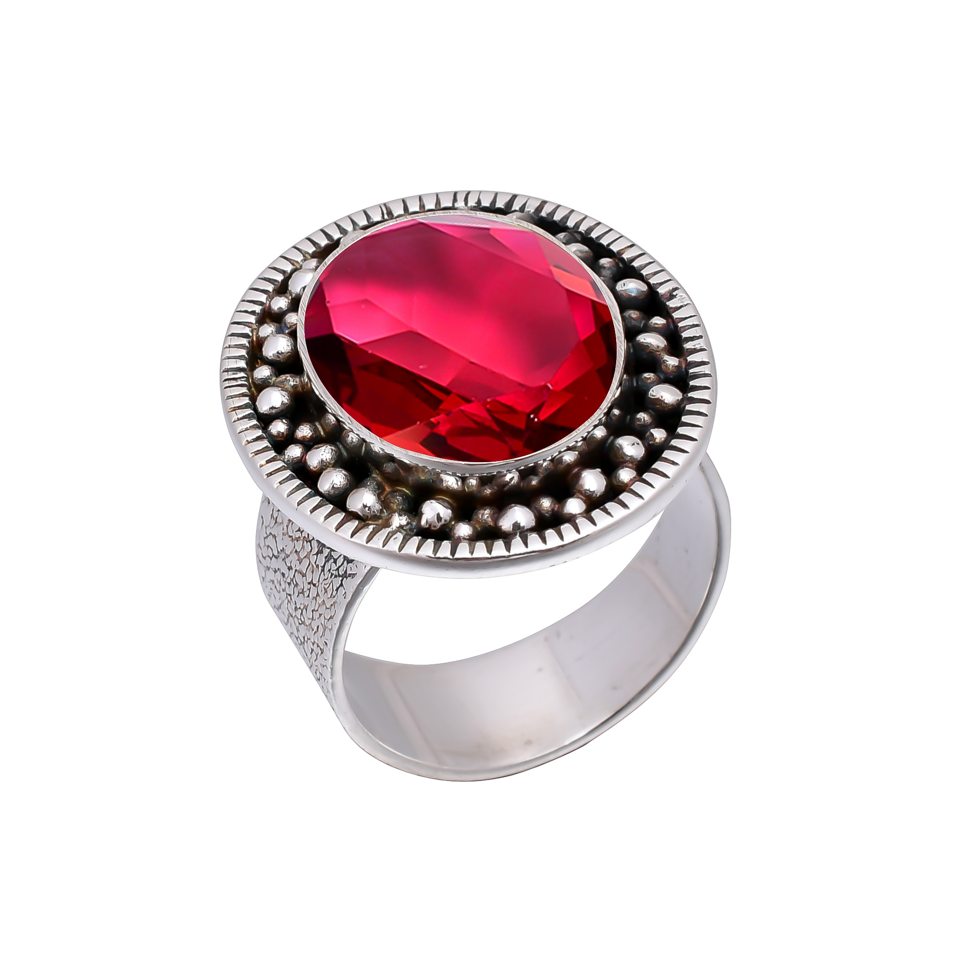 Pink Rubellite Tourmaline - Simulated 925 Sterling Silver Ring