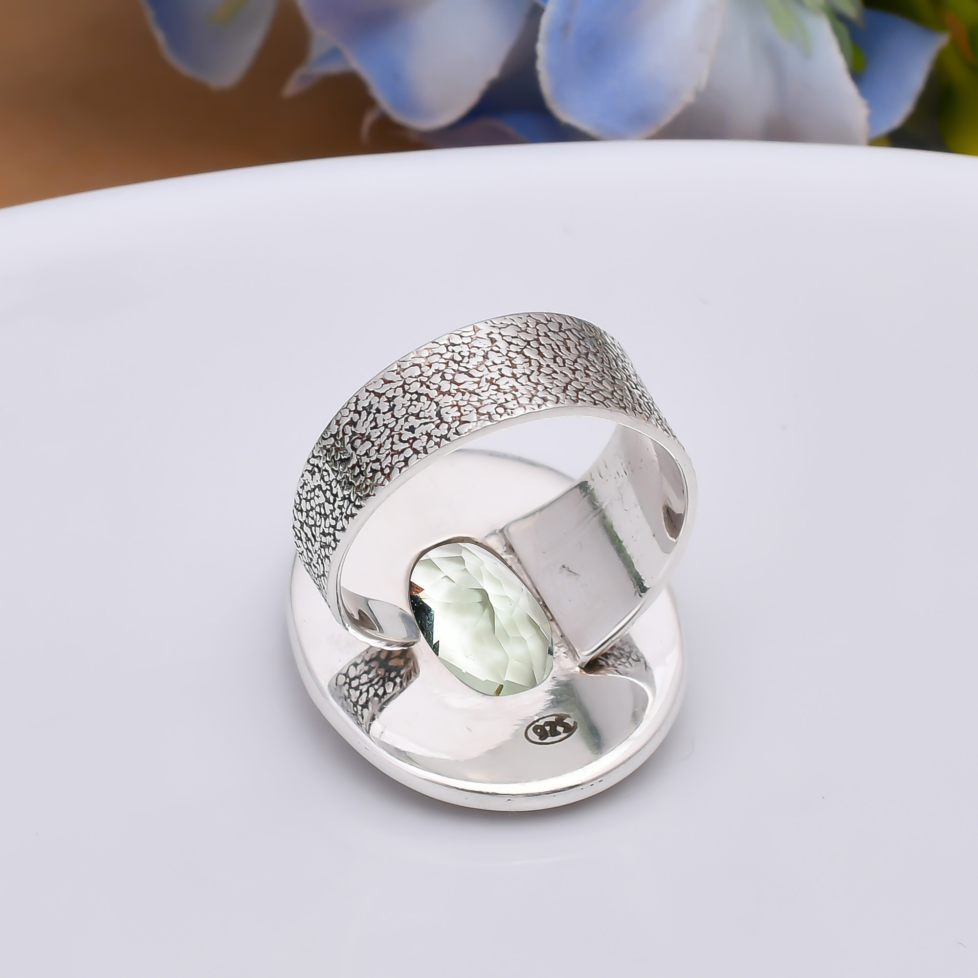 Green Amethyst - Simulated 925 Sterling Silver Ring