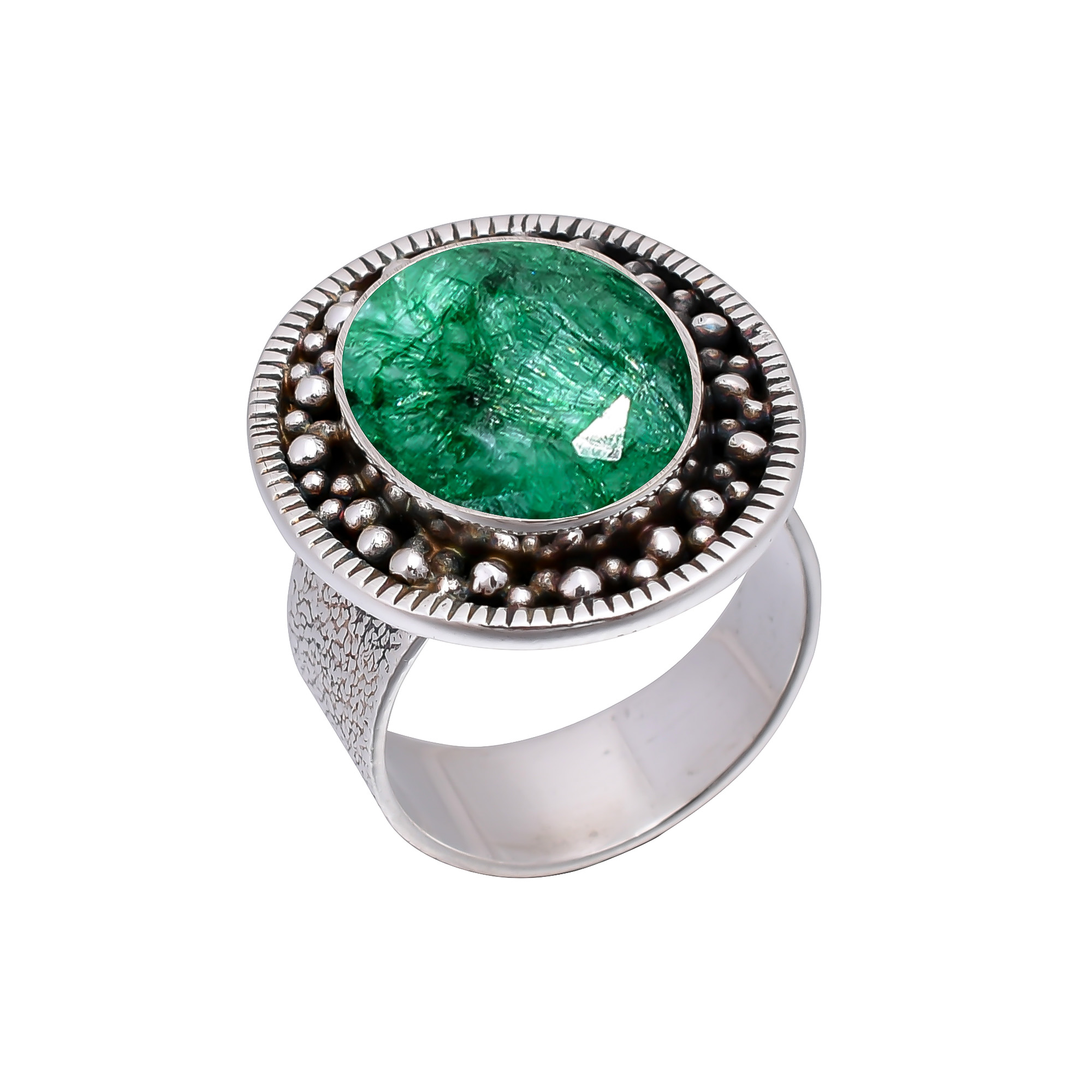 Emerlad - Dyed Quartz 925 Sterling Silver Ring