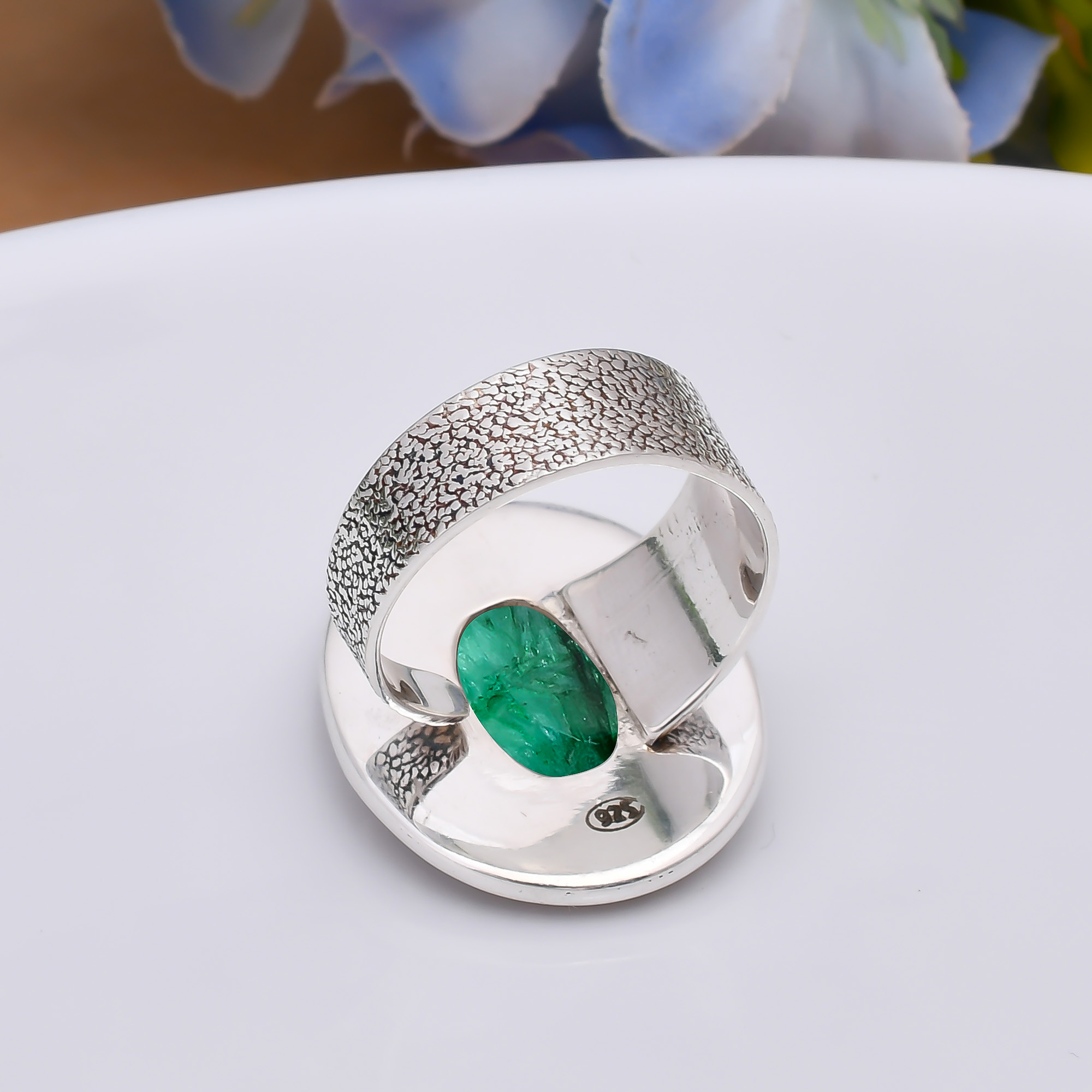 Emerlad - Dyed Quartz 925 Sterling Silver Ring