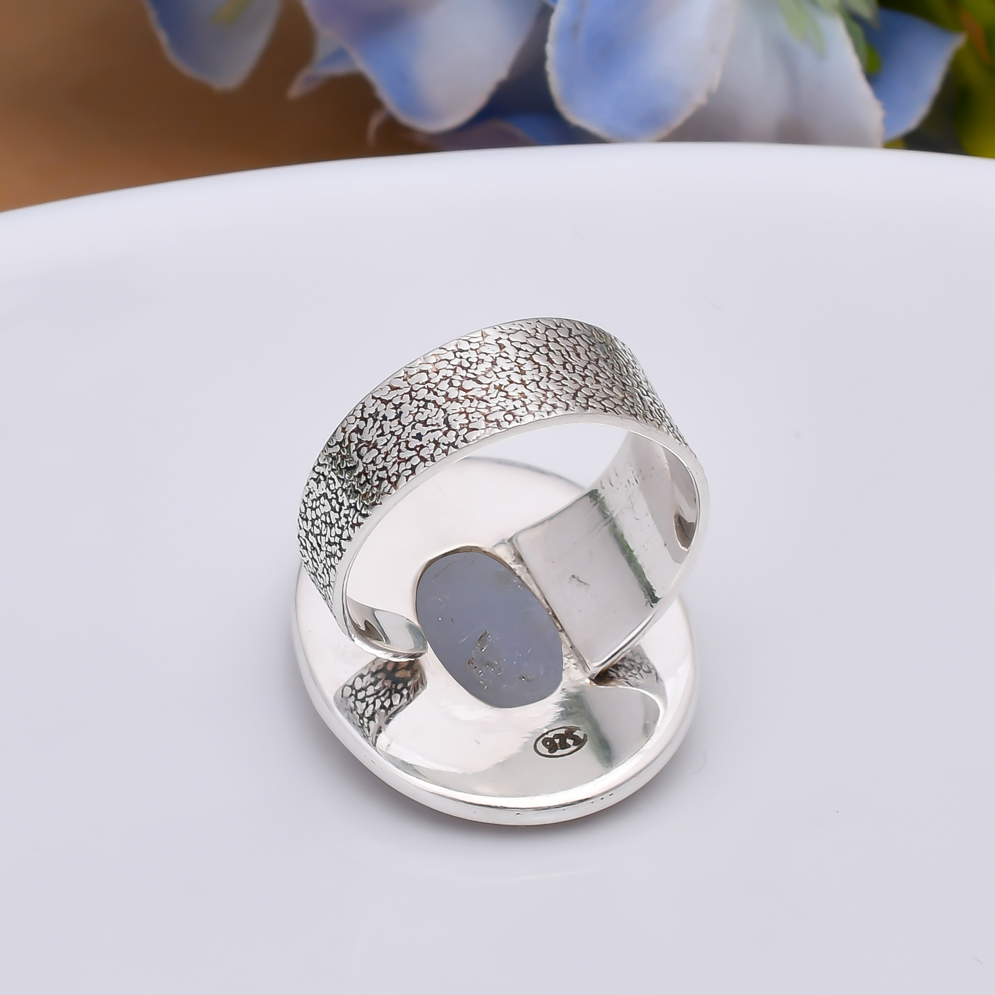 Silver Titanium Agate Drusy 925 Sterling Silver Ring