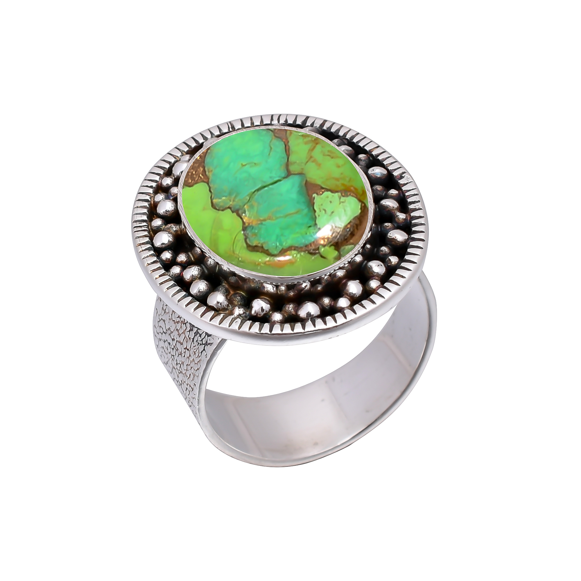Copper Green Turquoise 925 Sterling Silver Ring