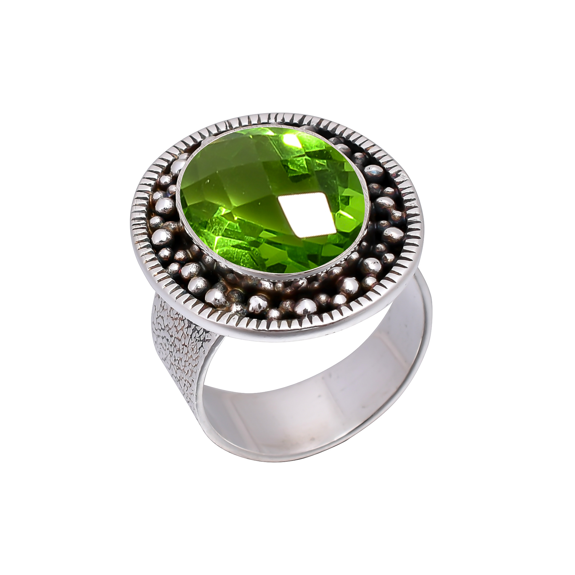 Peridot - Simulated 925 Sterling Silver Ring