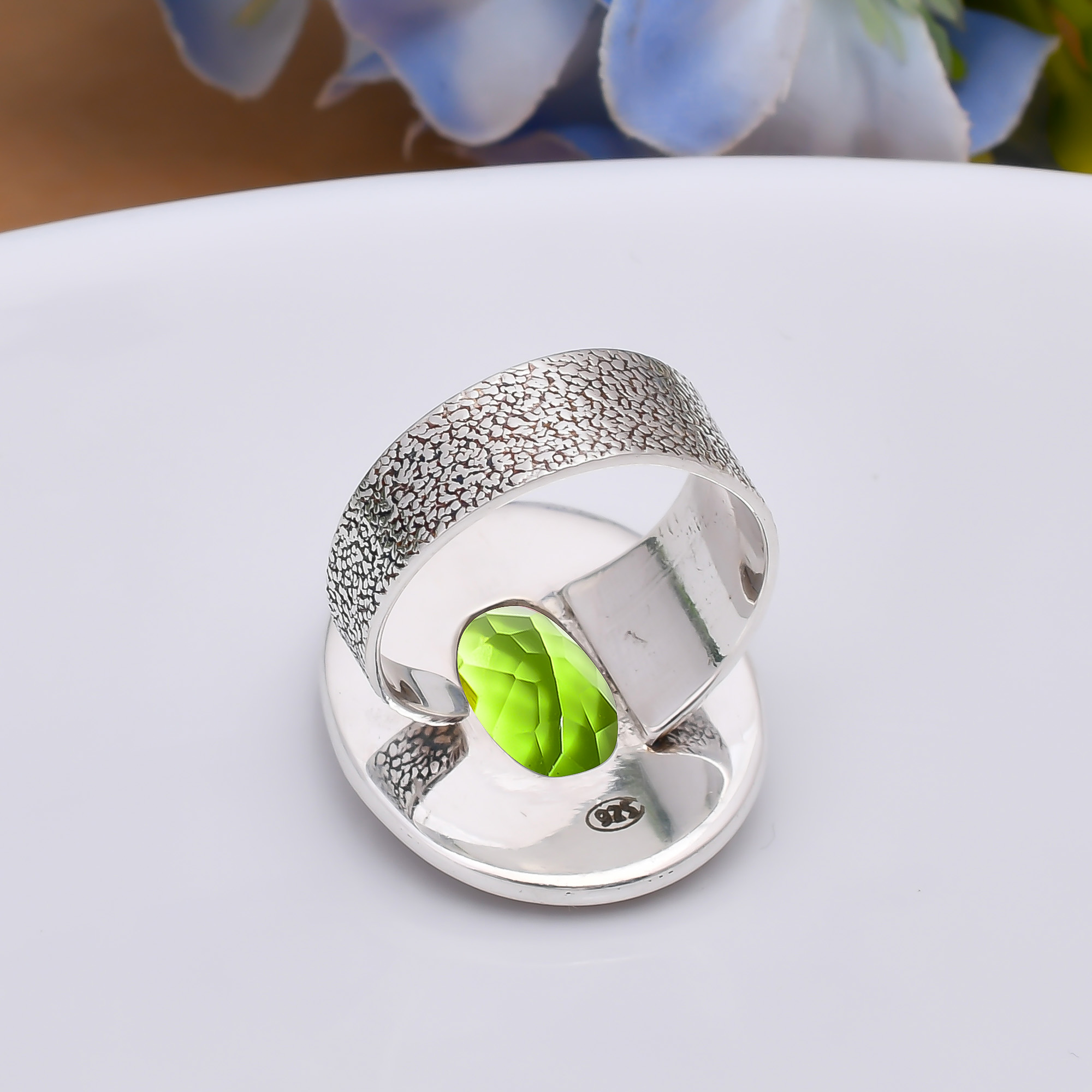 Peridot - Simulated 925 Sterling Silver Ring