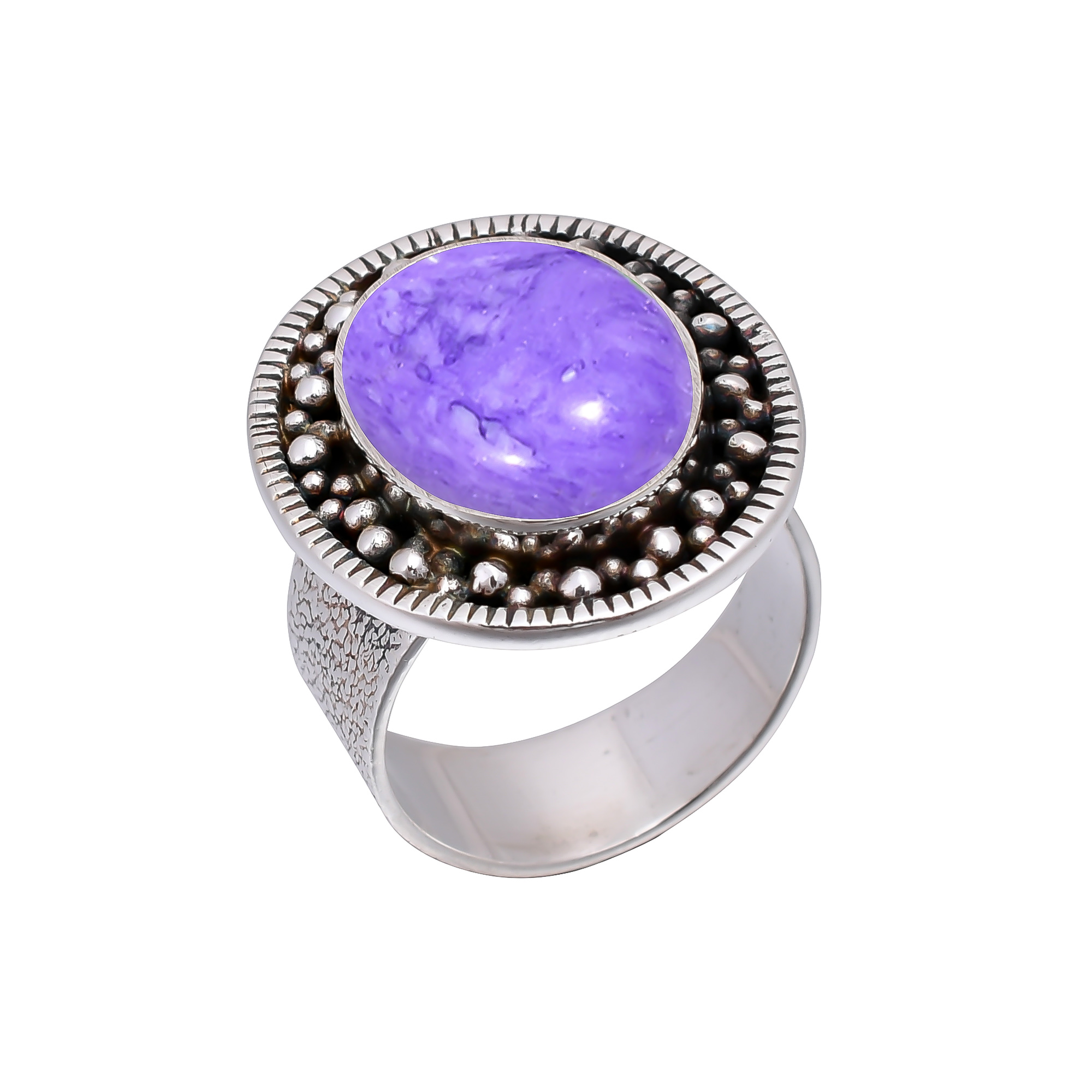 Purple Charoite - Simulated 925 Sterling Silver Ring