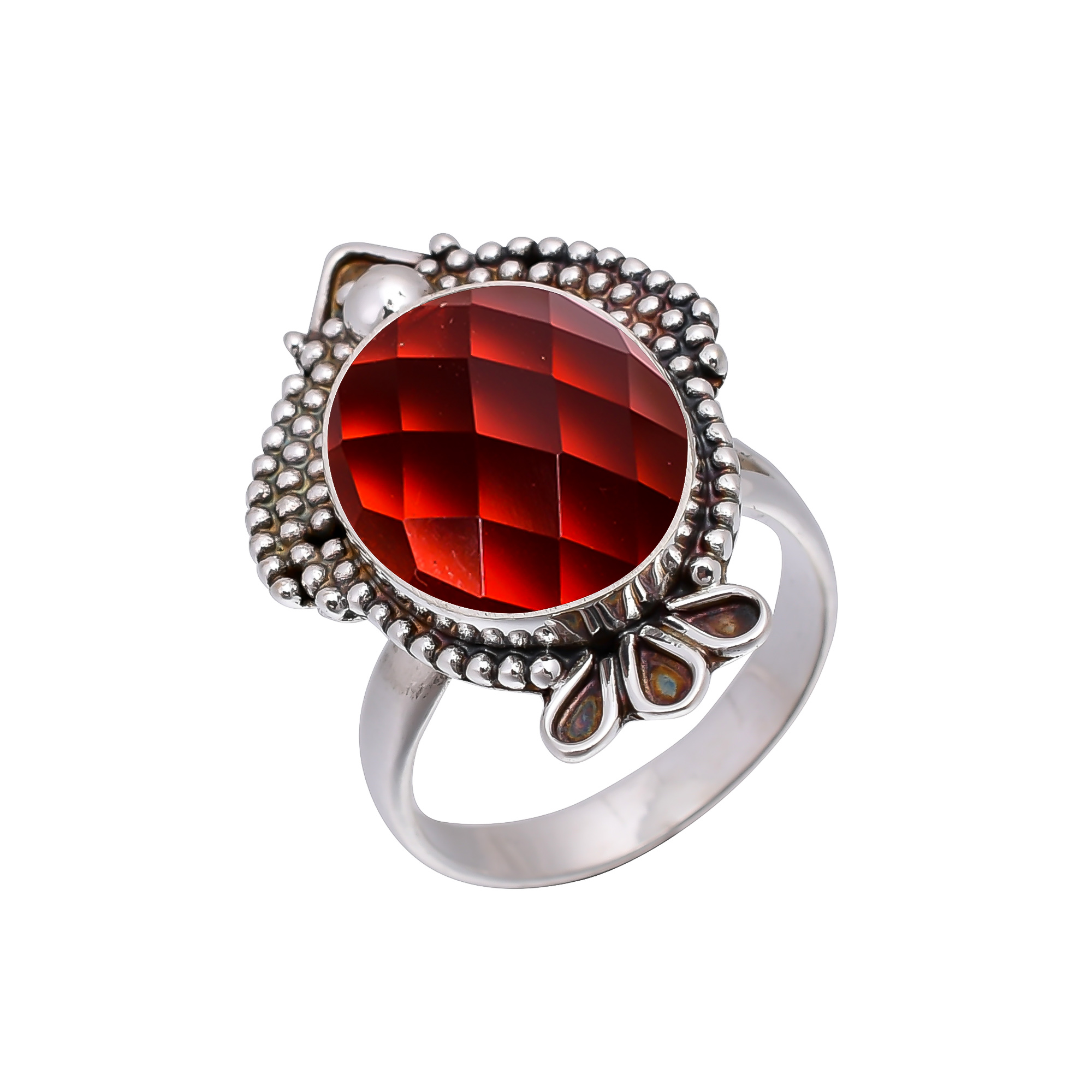 Red Garnet - Simulated 925 Sterling Silver Ring