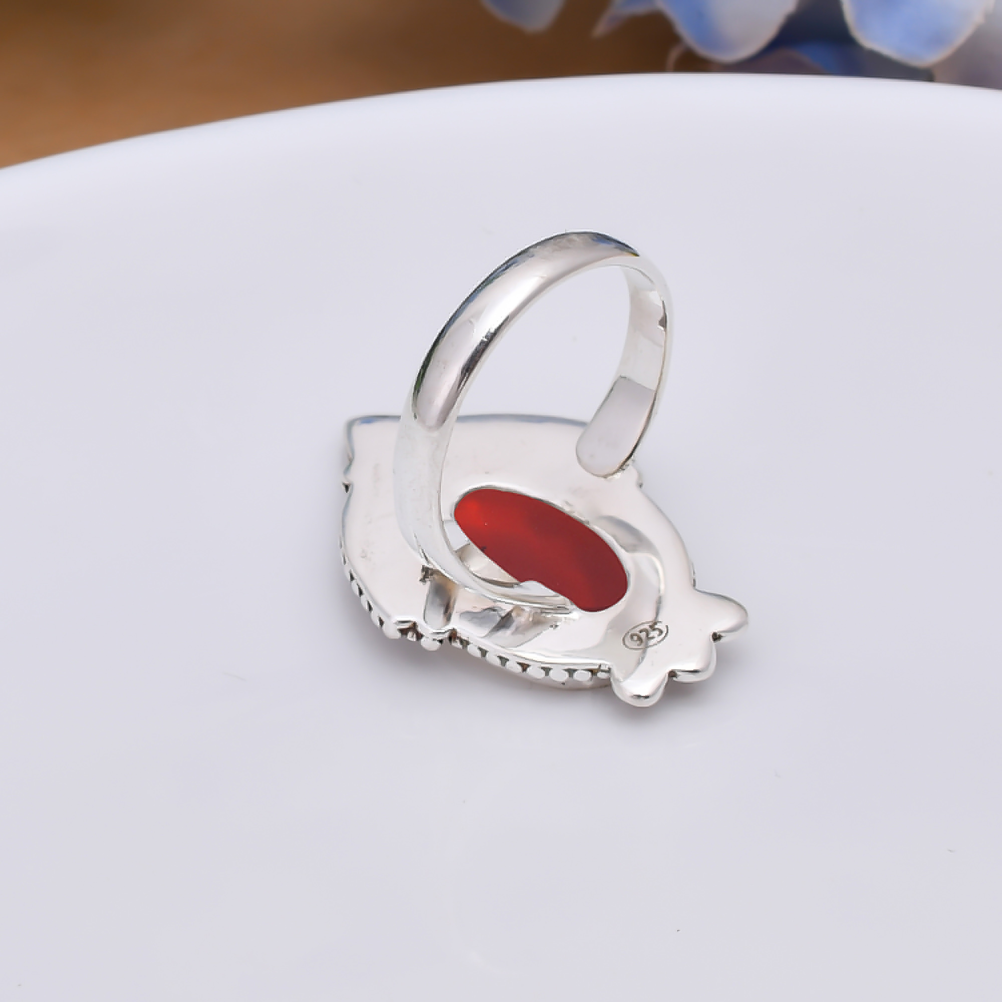Red Garnet - Simulated 925 Sterling Silver Ring