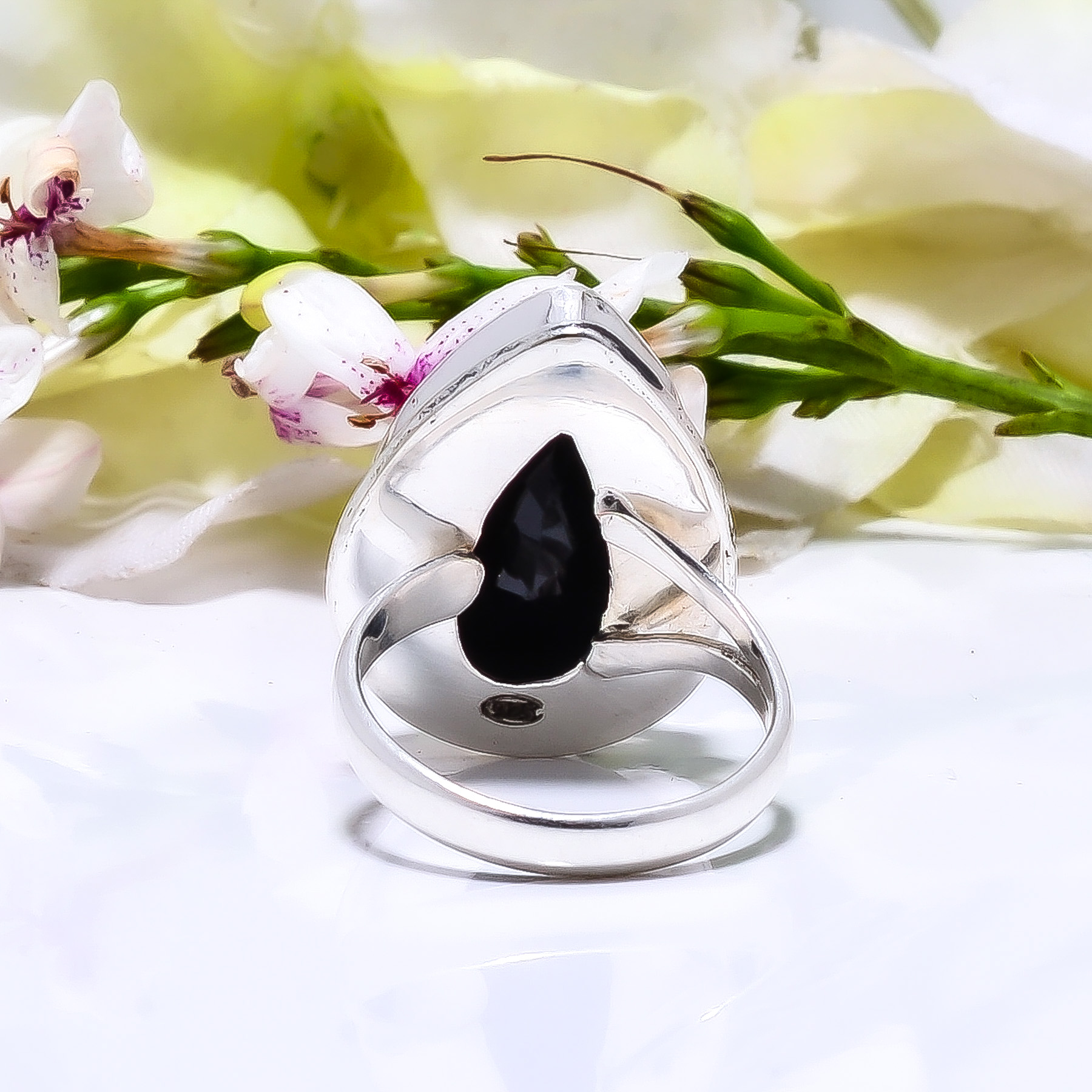 Black Onyx - Simulated 925 Sterling Silver Ring
