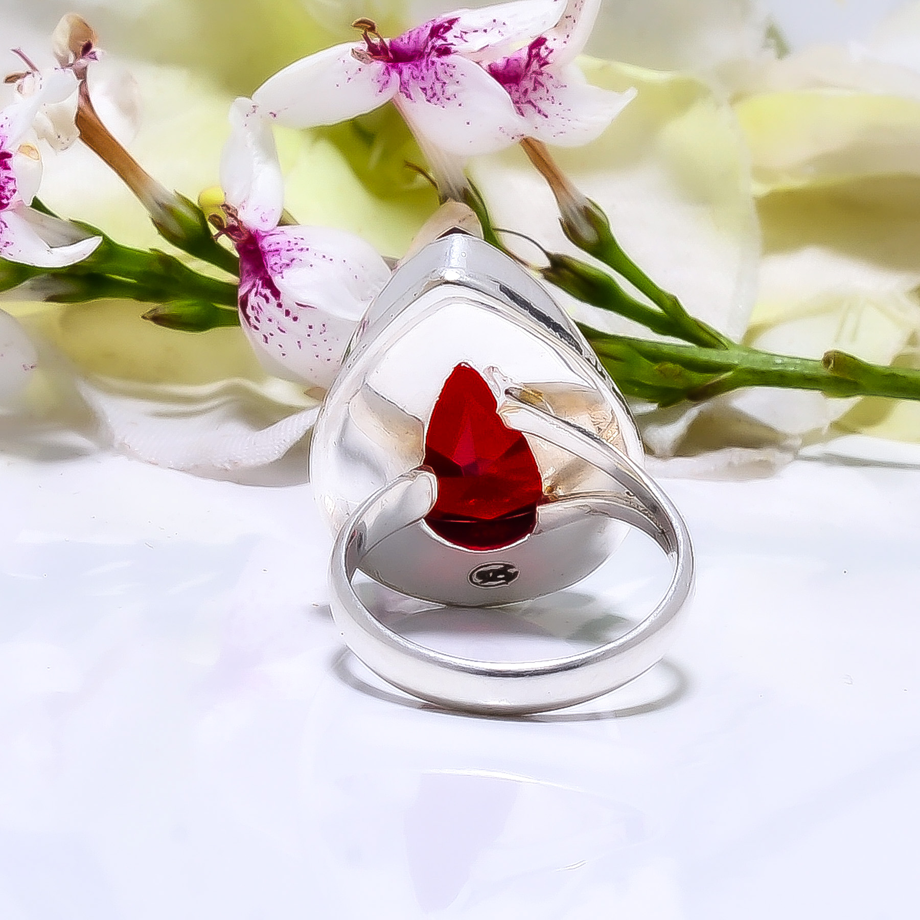 Red Garnet - Simulated 925 Sterling Silver Ring