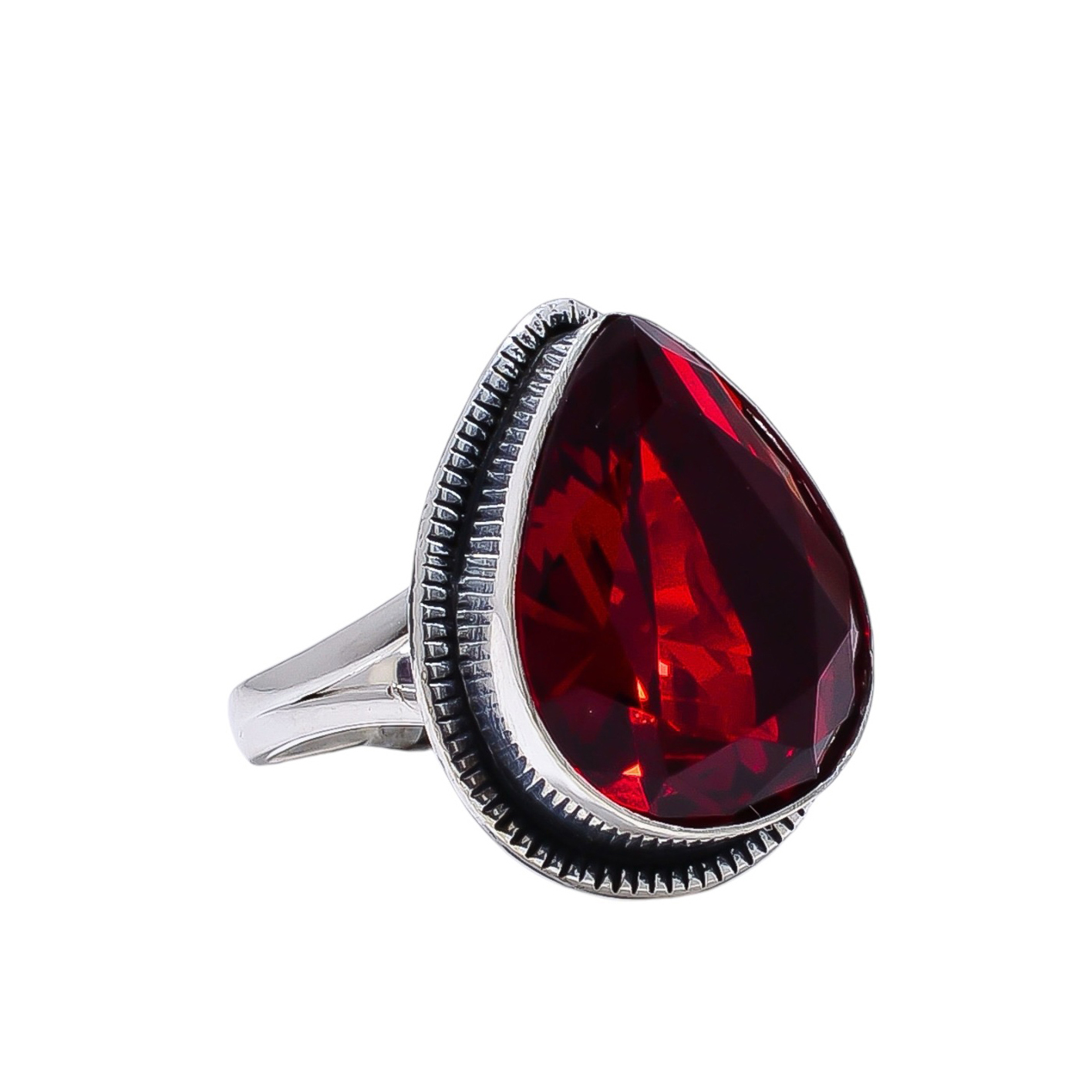 Red Garnet - Simulated 925 Sterling Silver Ring