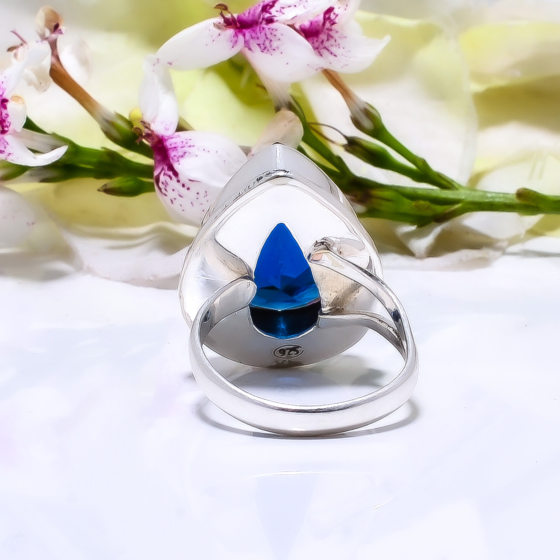 Blue Sapphire - Simulated 925 Sterling Silver Ring