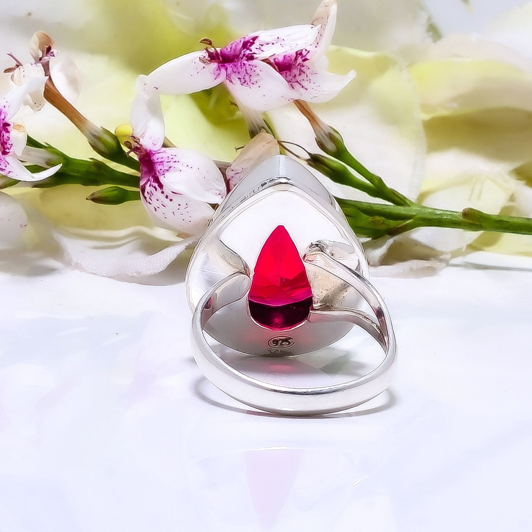 Pink Rubellite Tourmaline - Simulated 925 Sterling Silver Ring