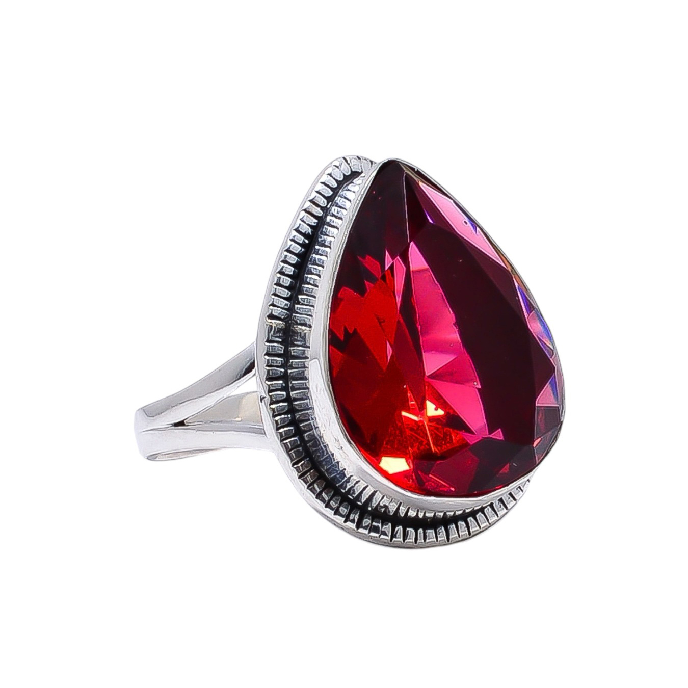 Pink Rubellite Tourmaline - Simulated 925 Sterling Silver Ring