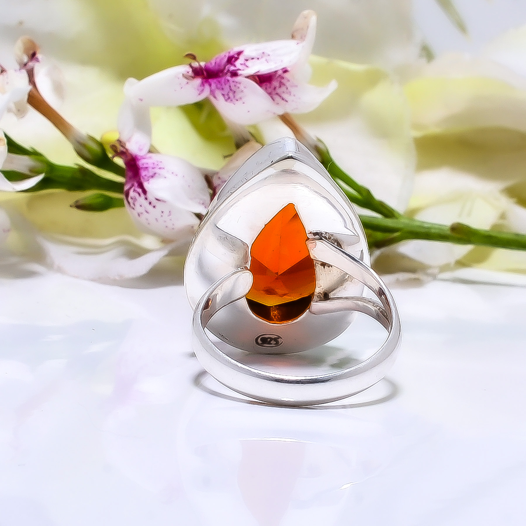 Hessonite Garnet - Simulated 925 Sterling Silver Ring