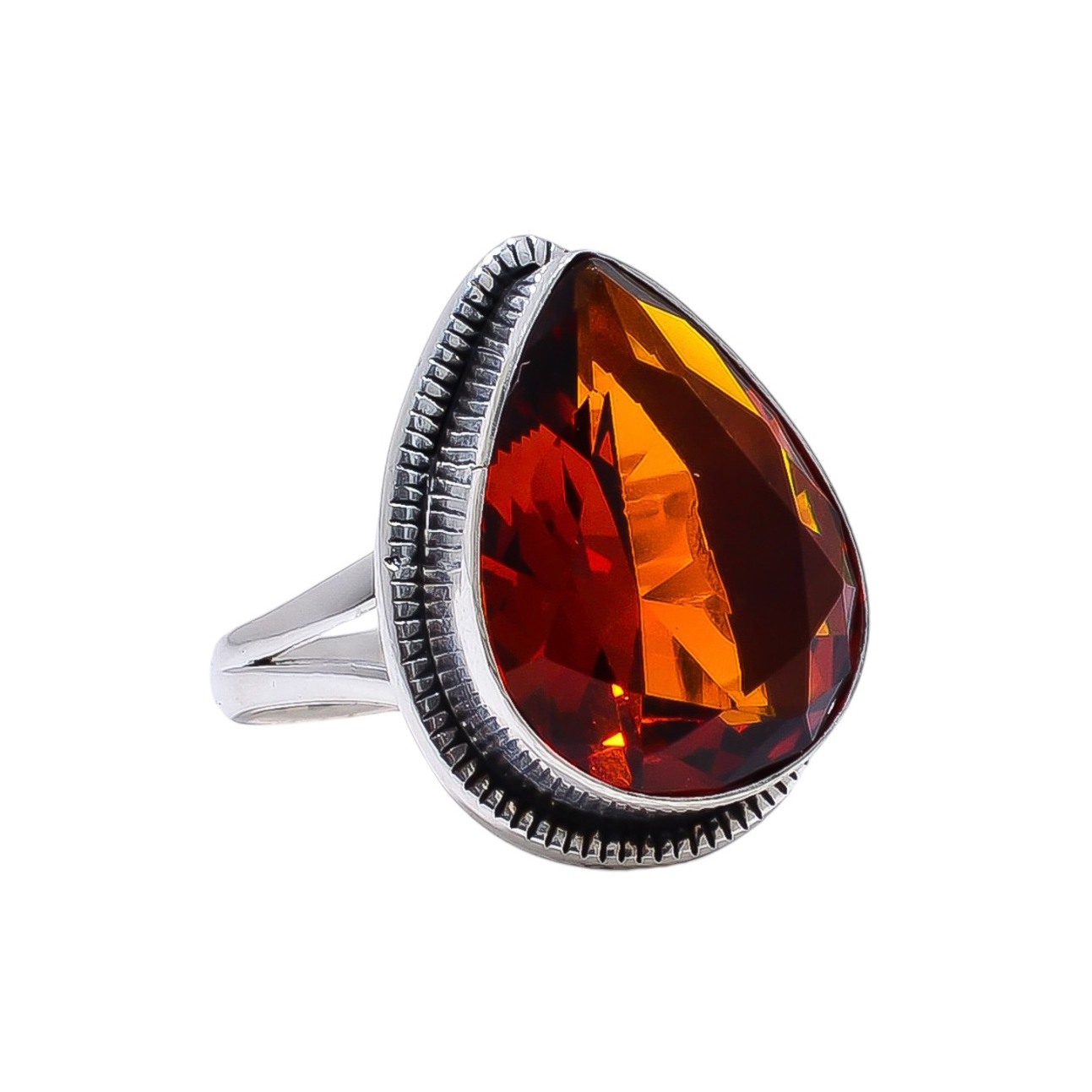 Hessonite Garnet - Simulated 925 Sterling Silver Ring