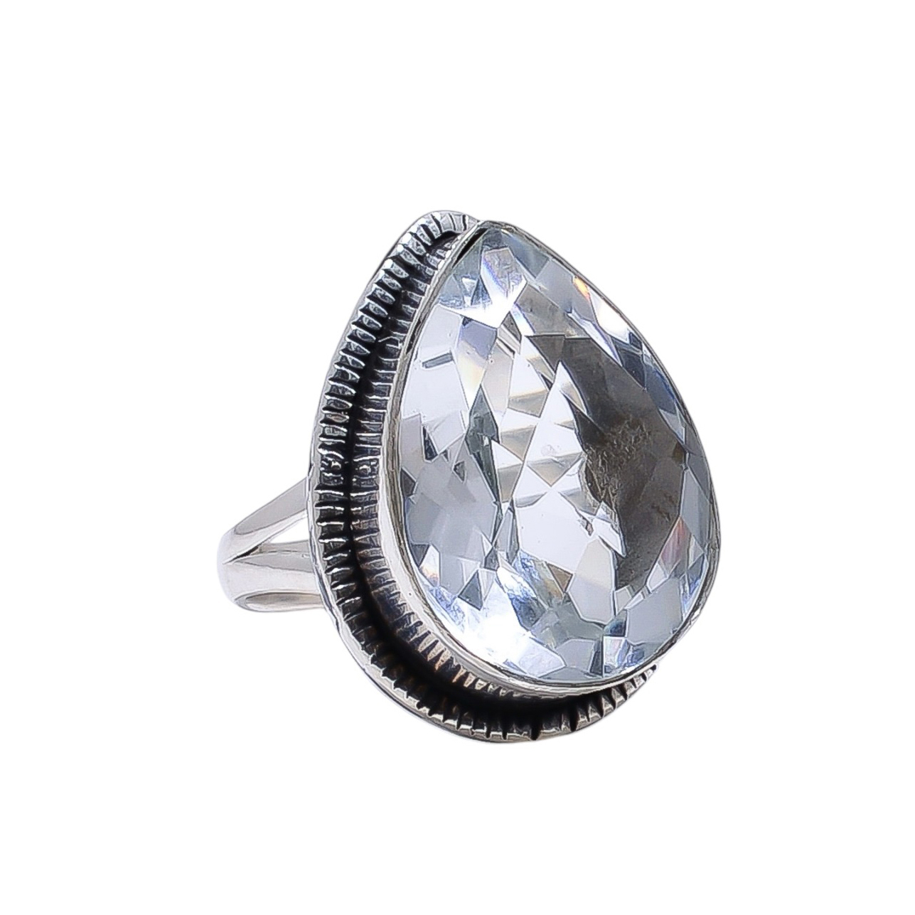 White Topaz - Simulated 925 Sterling Silver Ring