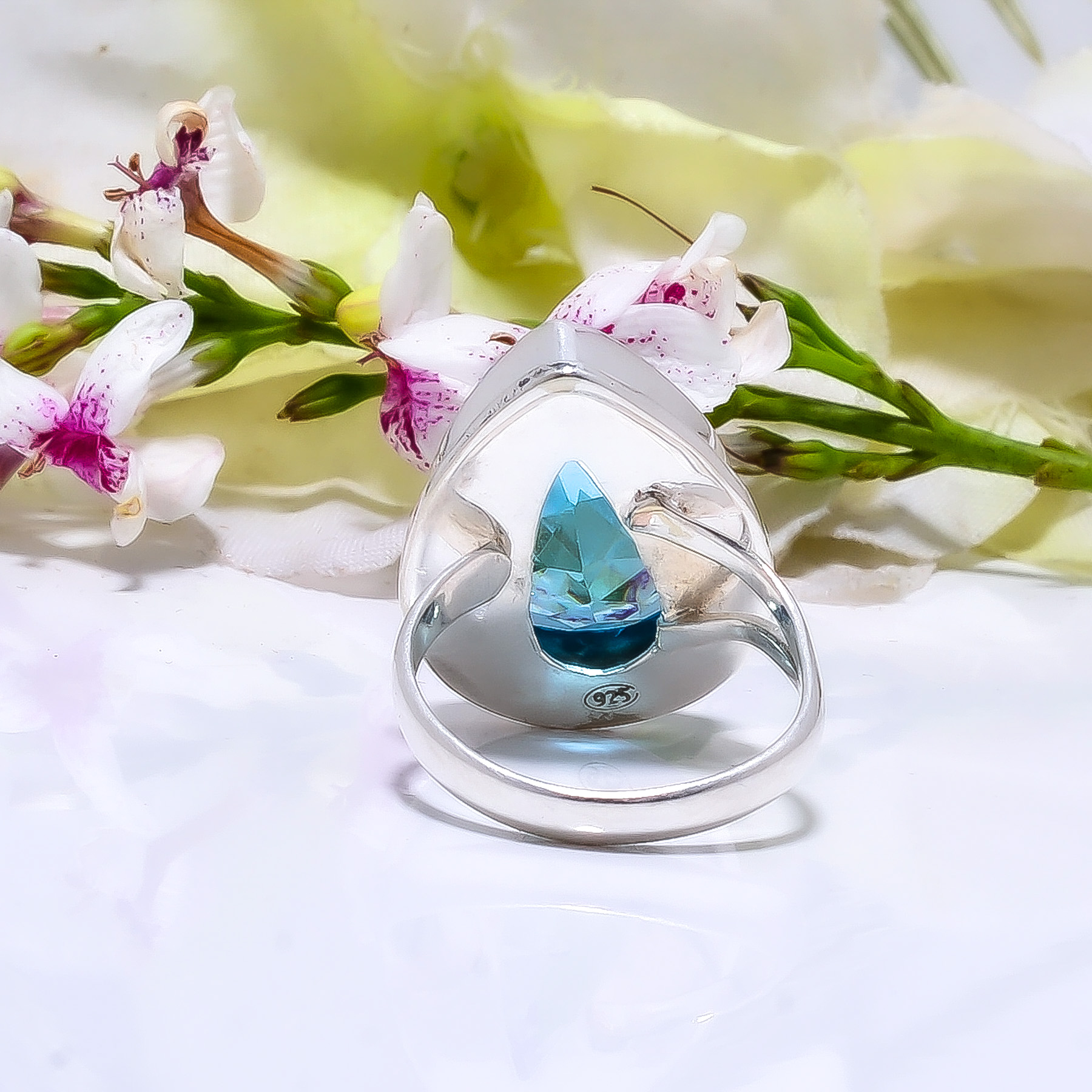 Blue Topaz - Simulated 925 Sterling Silver Ring