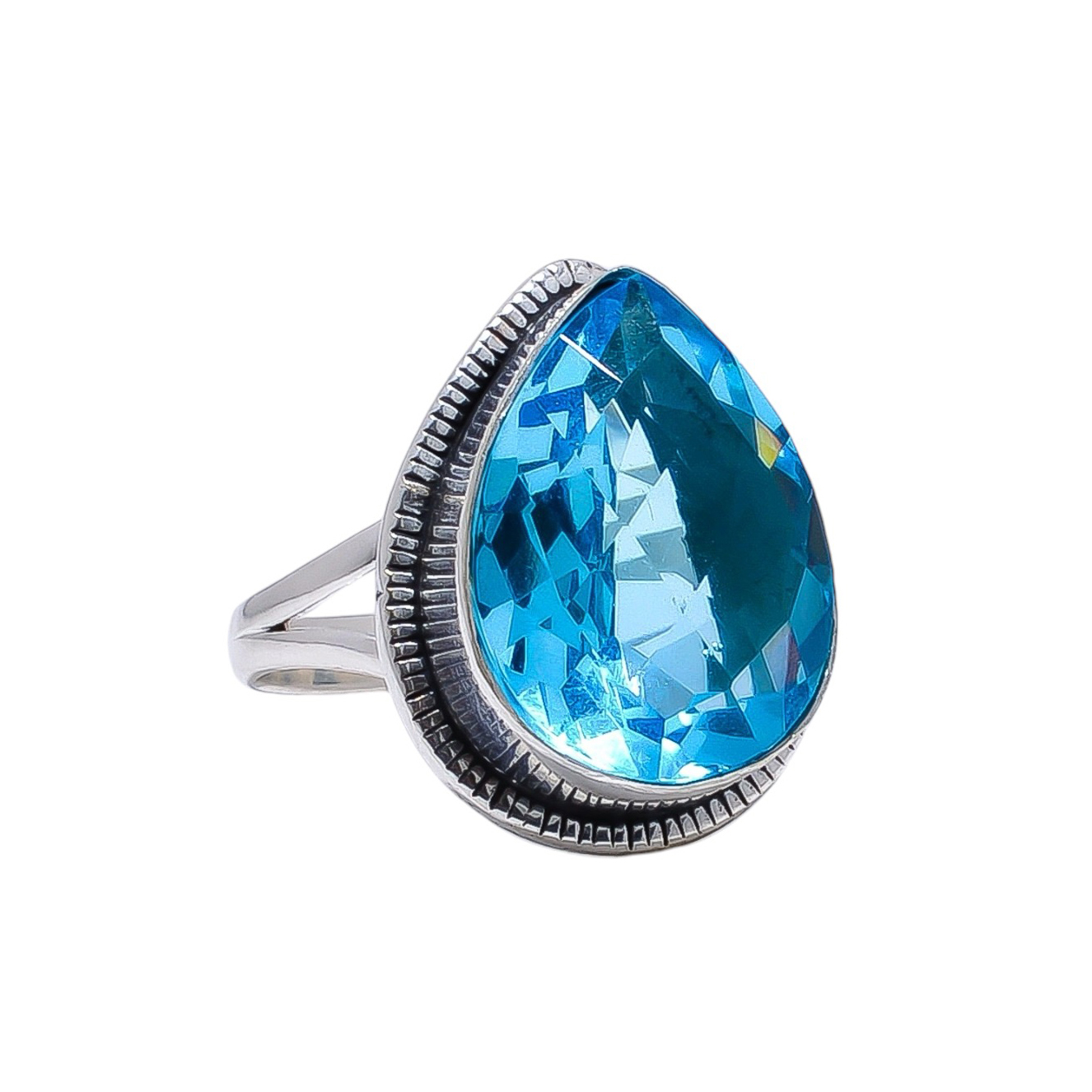 Blue Topaz - Simulated 925 Sterling Silver Ring