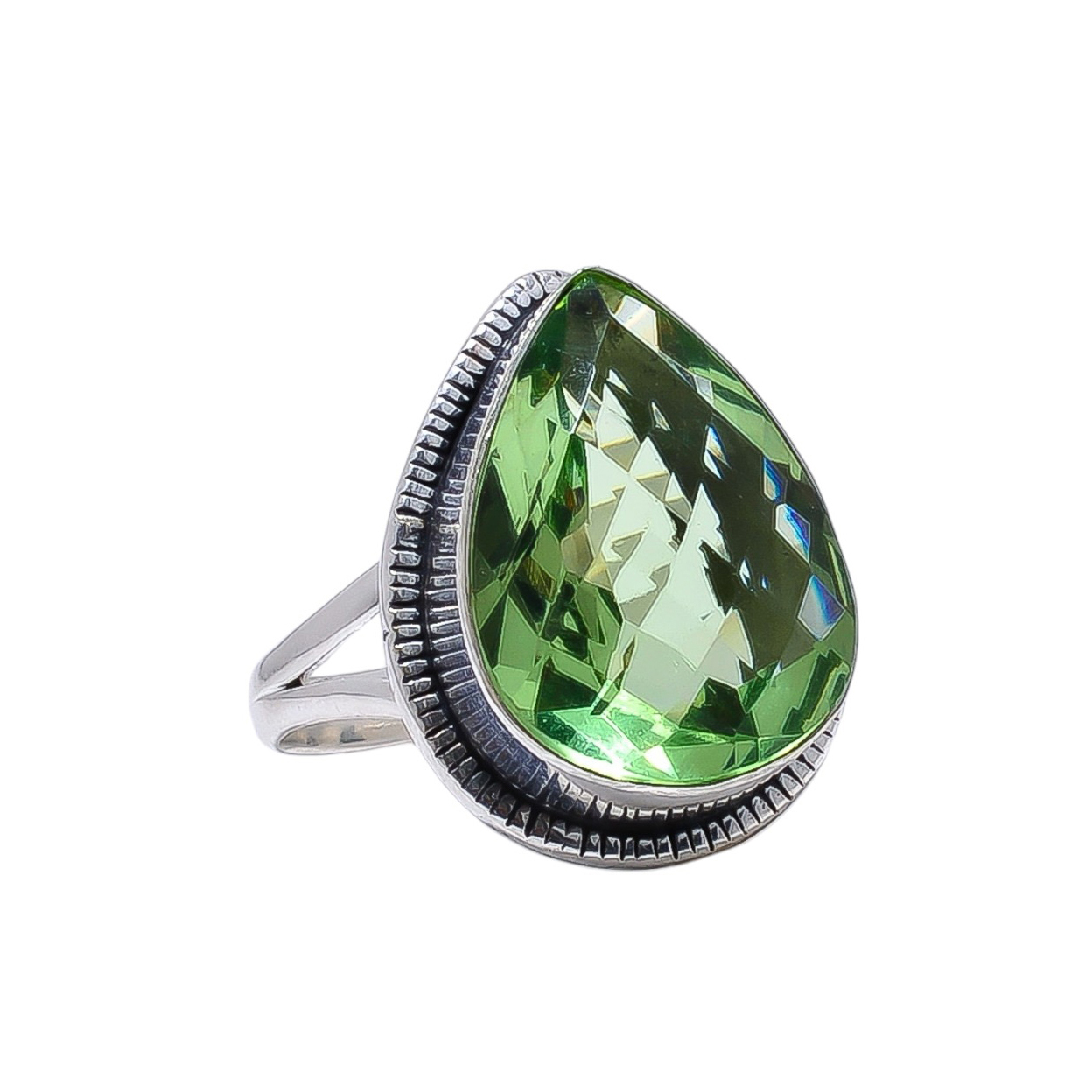 Green Amethyst - Simulated 925 Sterling Silver Ring