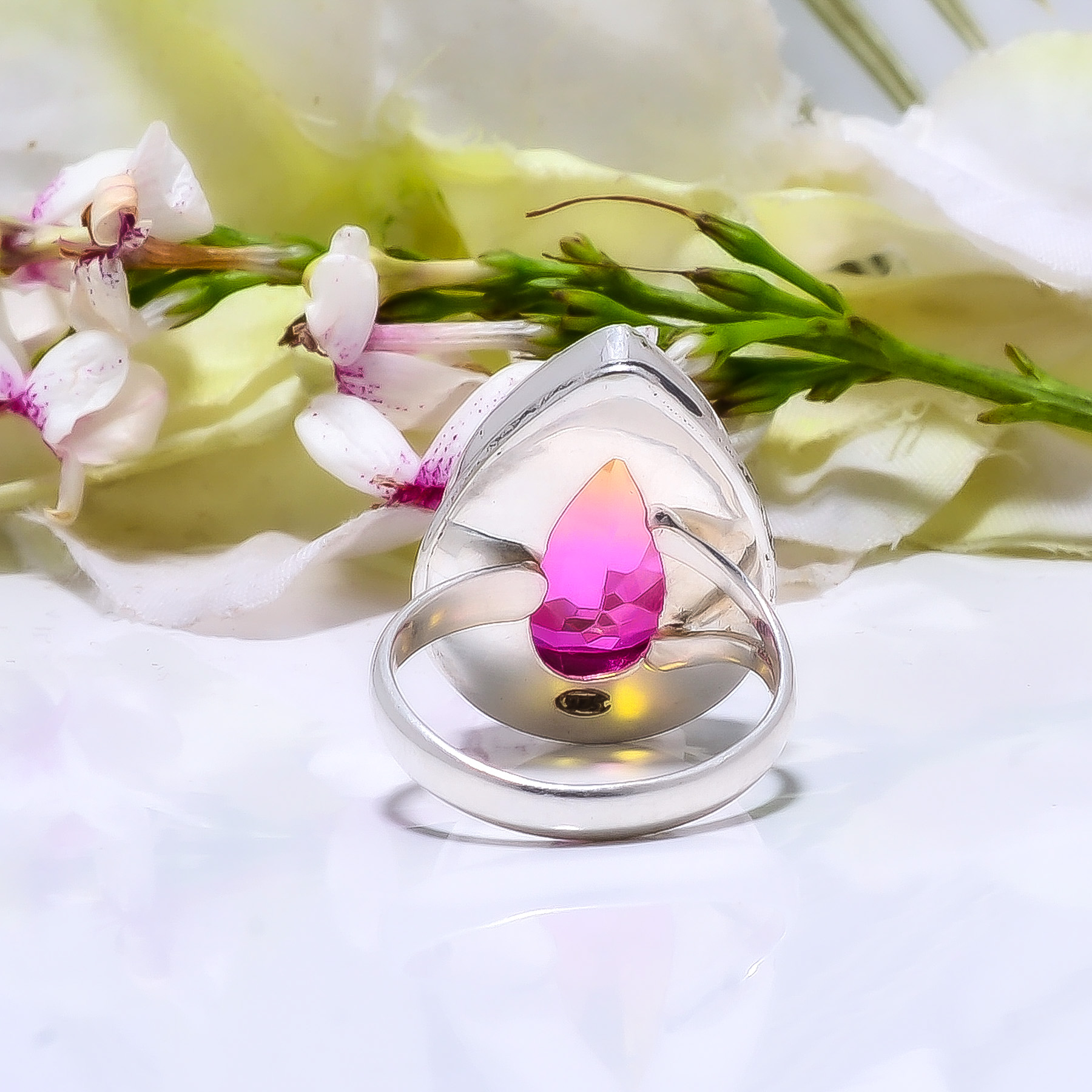 Bi-Colour Tourmaline - Simulated 925 Sterling Silver Ring