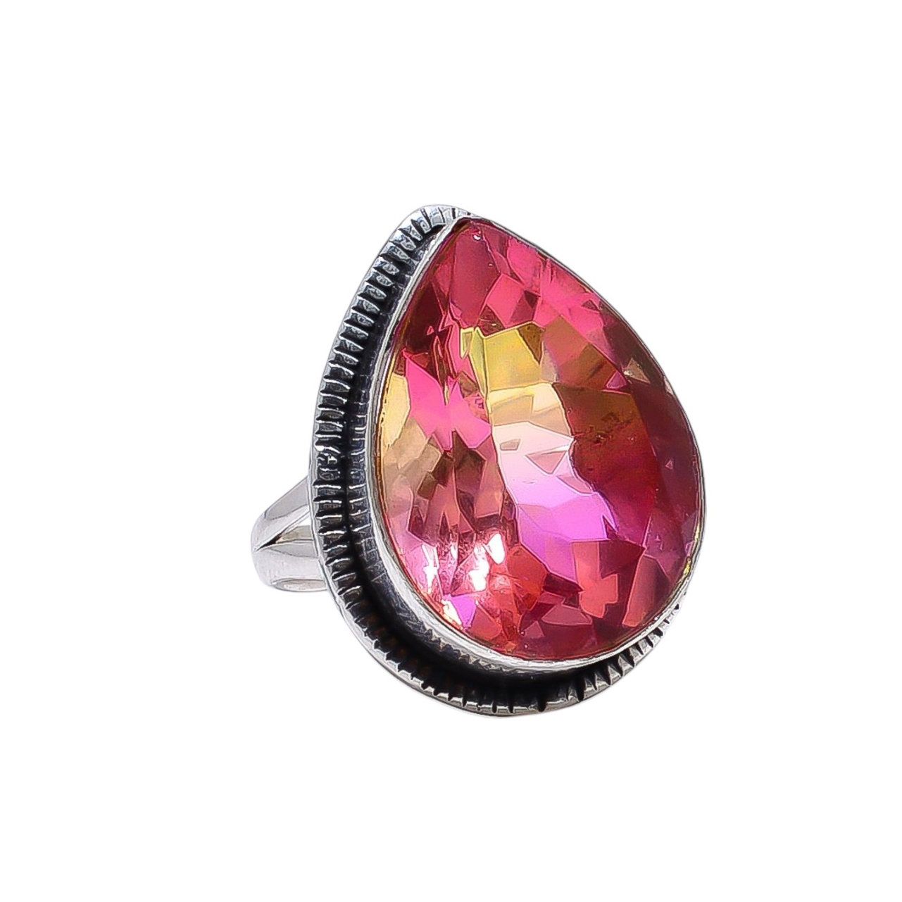 Bi-Colour Tourmaline - Simulated 925 Sterling Silver Ring