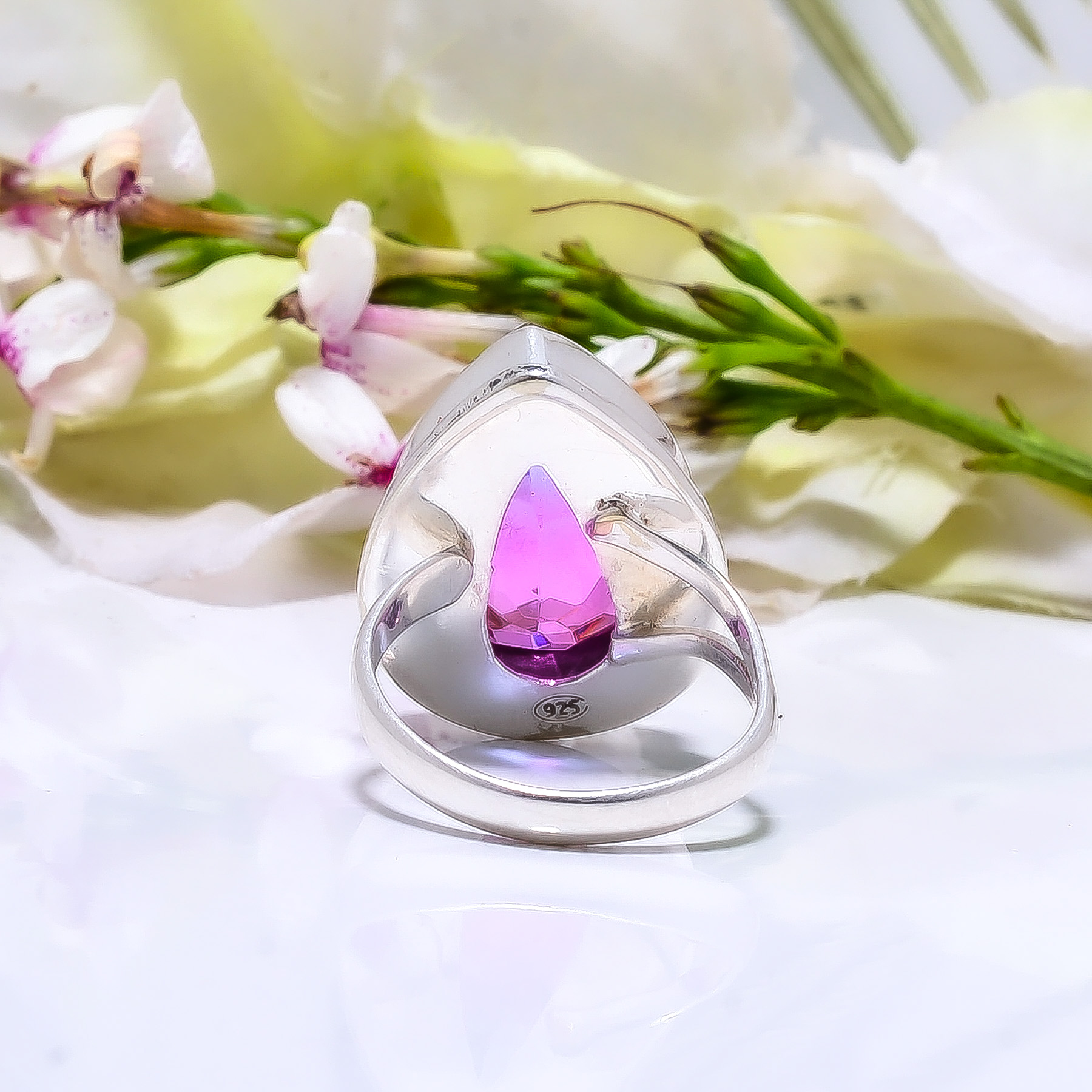 Lavender Bi-Colour Tourmaline - Simulated 925 Sterling Silver Ring