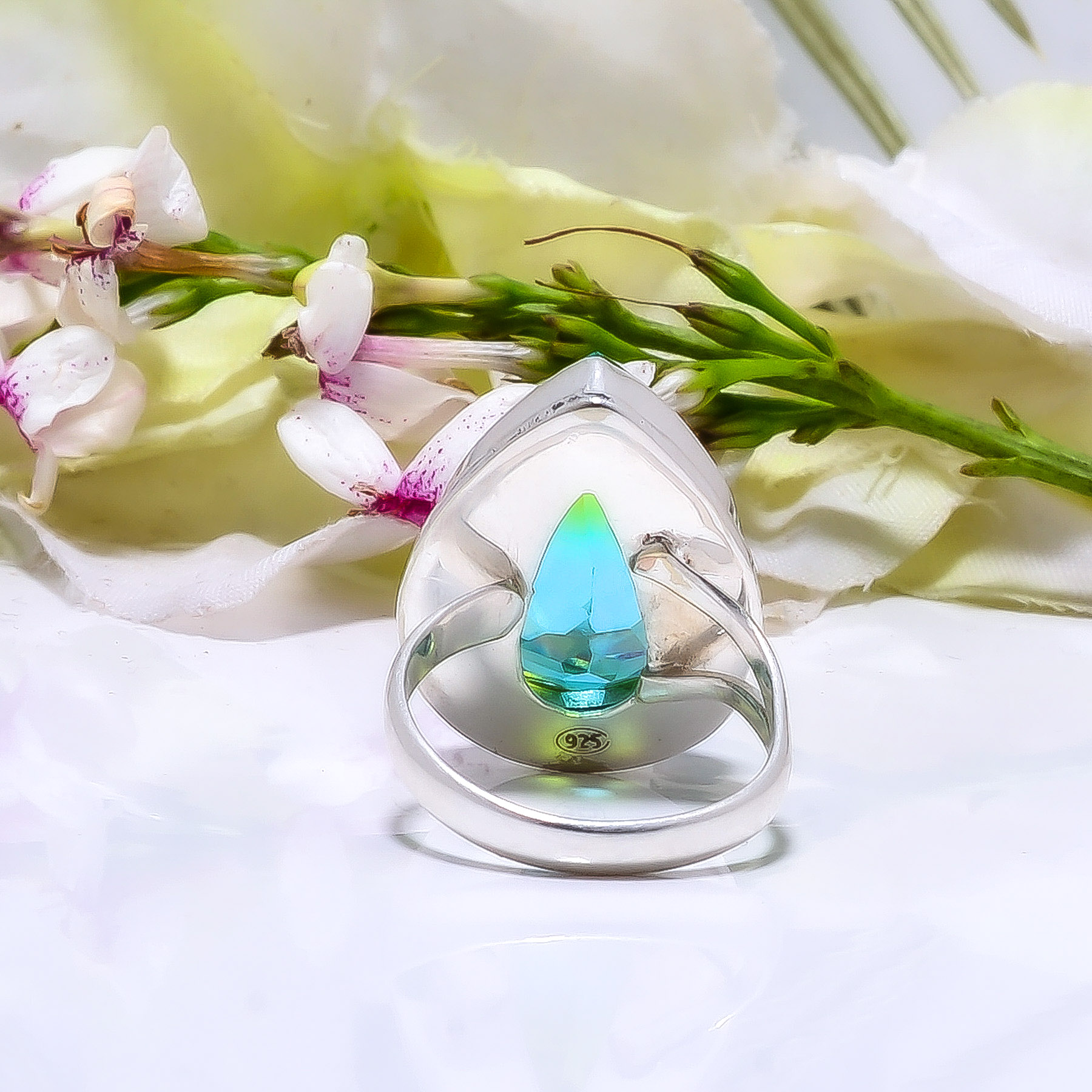 Bi-Colour Tourmaline - Simulated 925 Sterling Silver Ring