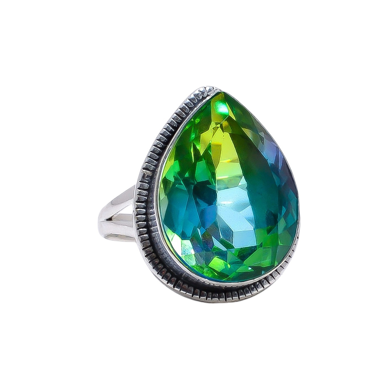 Bi-Colour Tourmaline - Simulated 925 Sterling Silver Ring