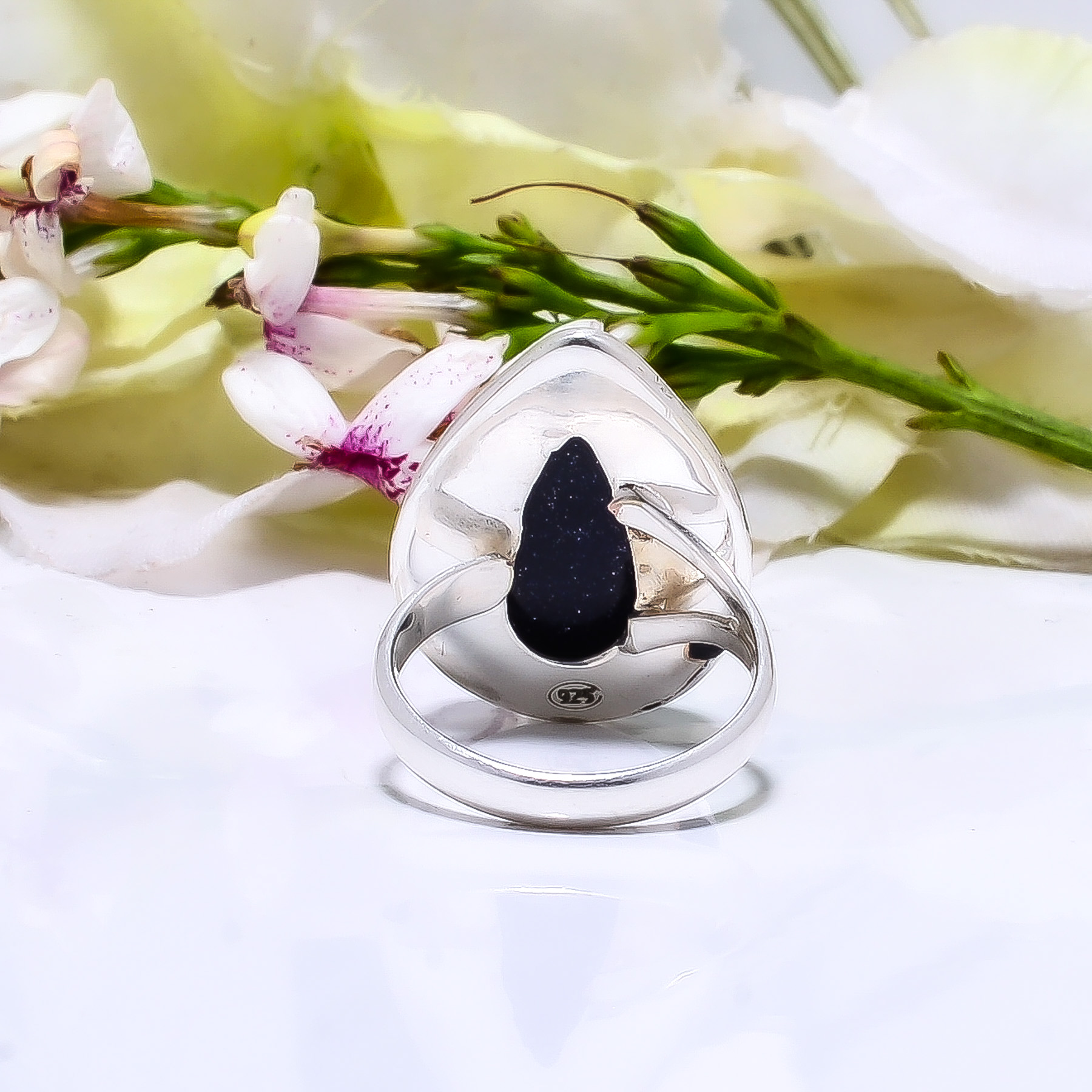 Blue Sunstone - Simulated 925 Sterling Silver Ring