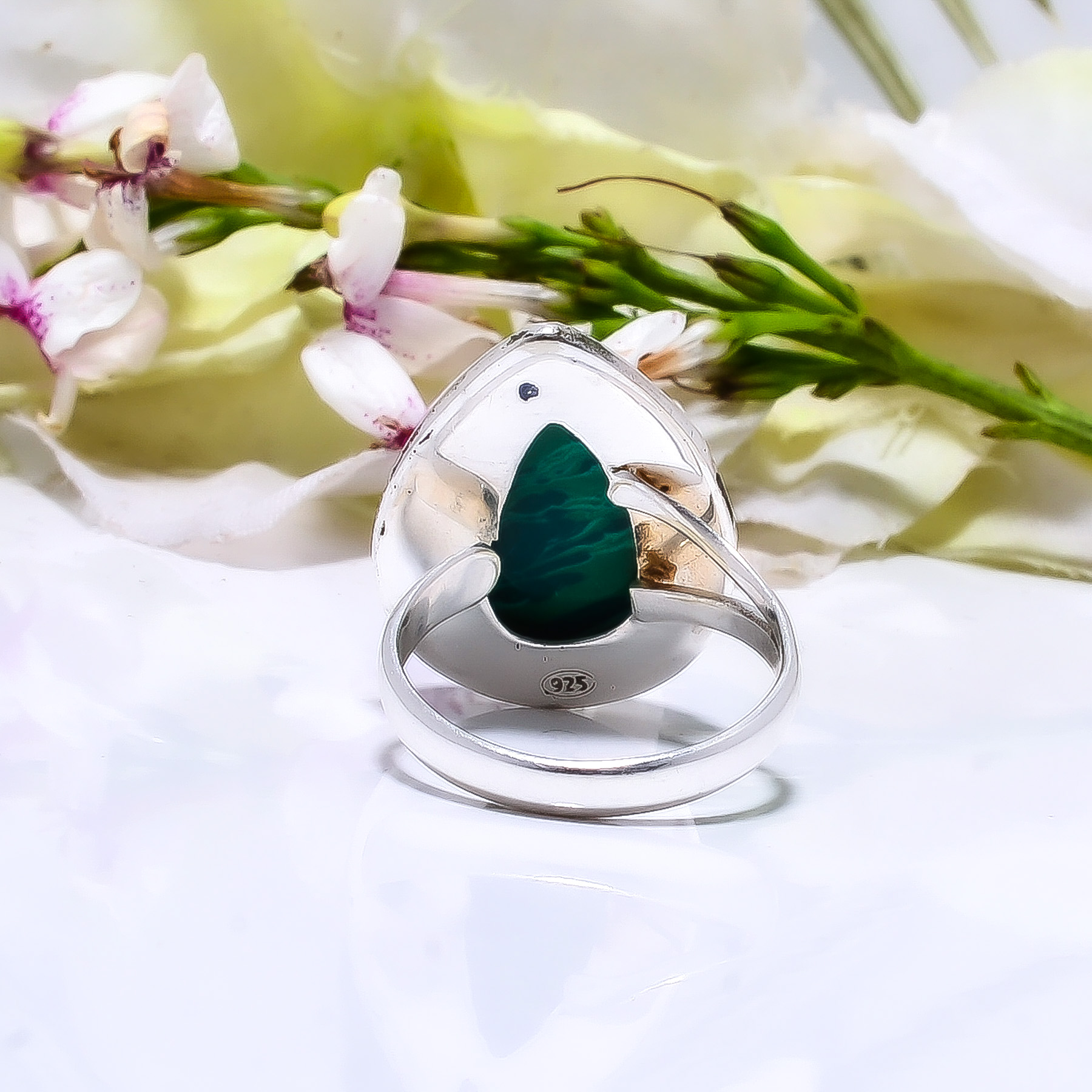 Malachite - Simulated 925 Sterling Silver Ring