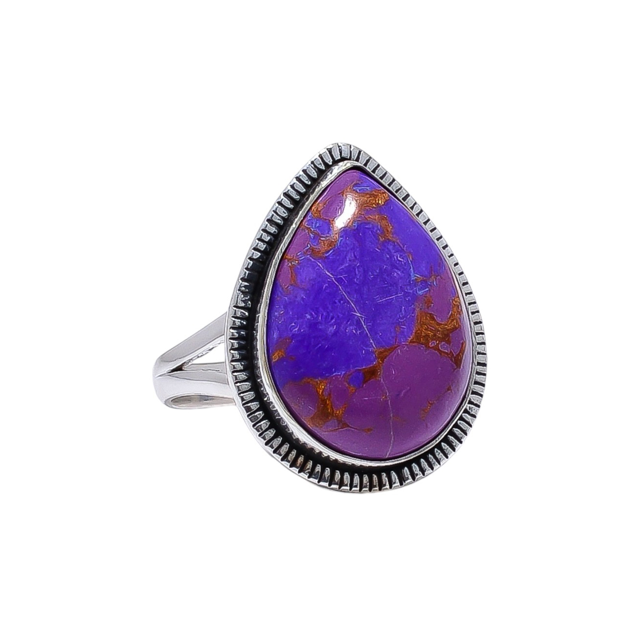 Copper Purple Turquoise - Simulated 925 Sterling Silver Ring