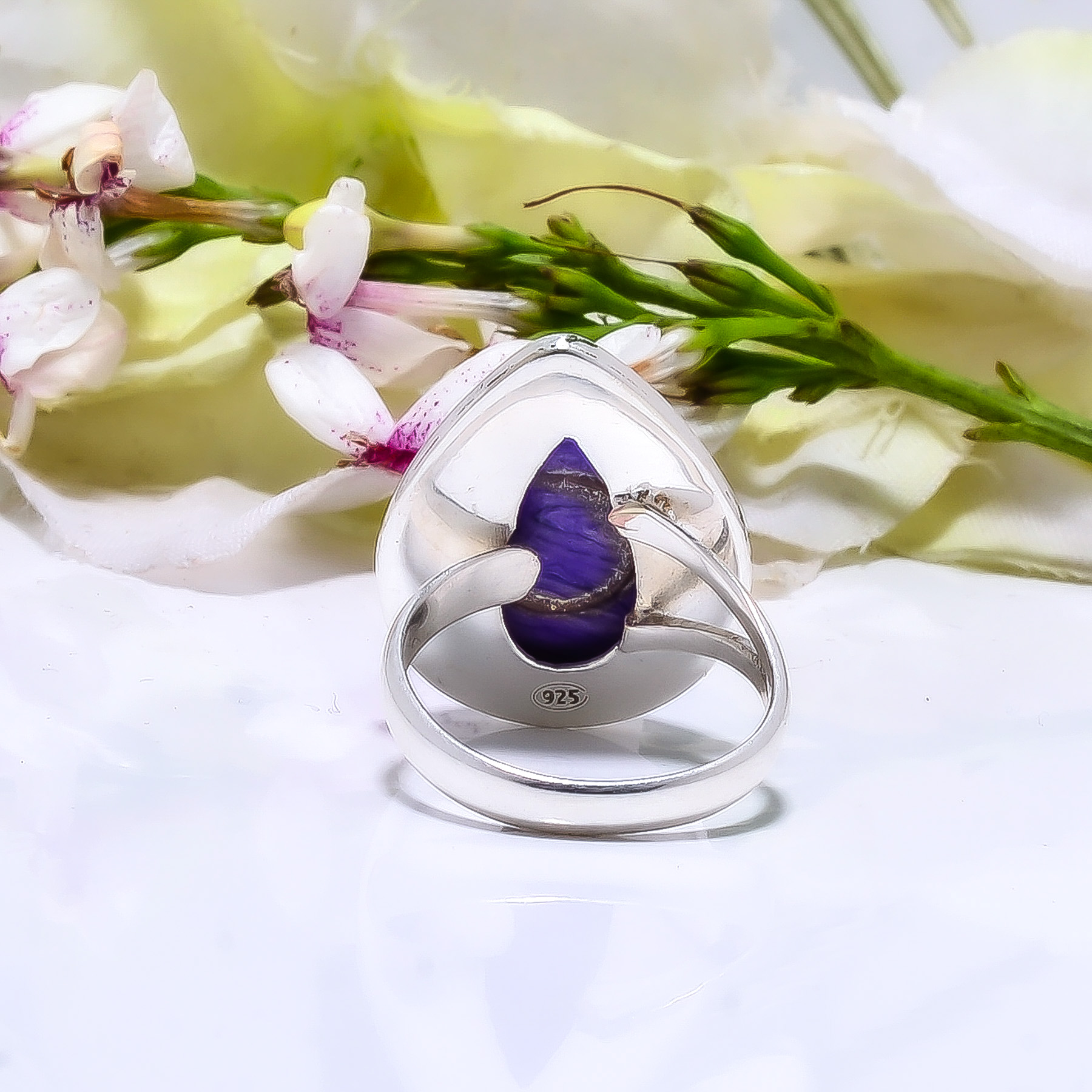 Purple Charoite - Simulated 925 Sterling Silver Ring