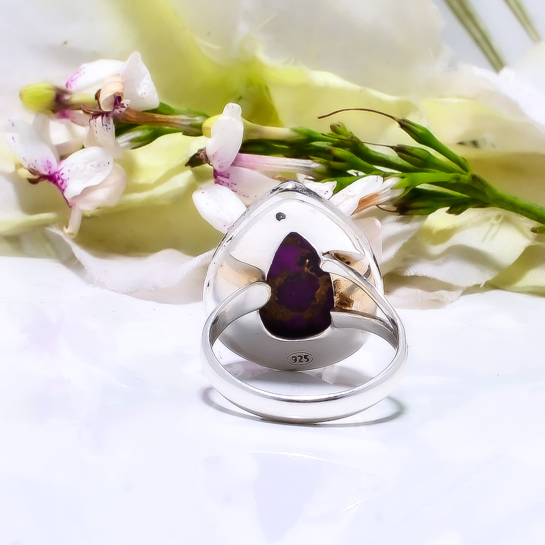 Copper Purple Turquoise 925 Sterling Silver Ring