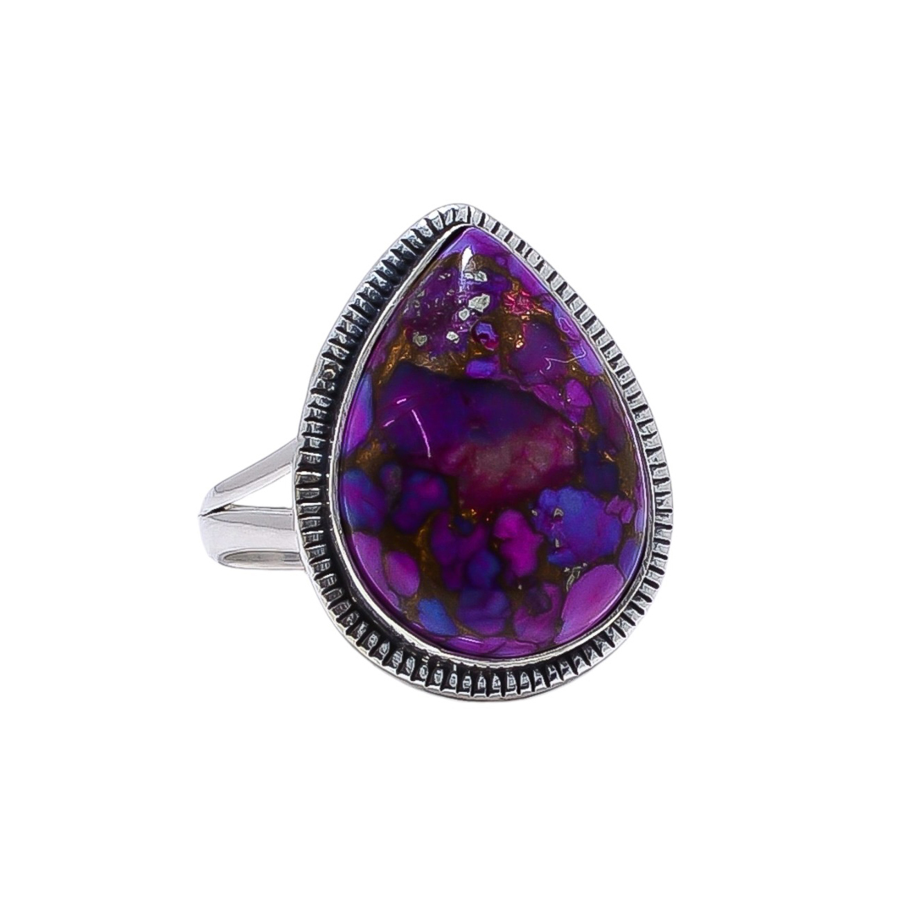 Copper Purple Turquoise 925 Sterling Silver Ring