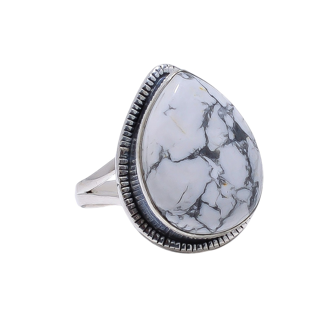Natural White Howlite - United States 925 Sterling Silver Ring